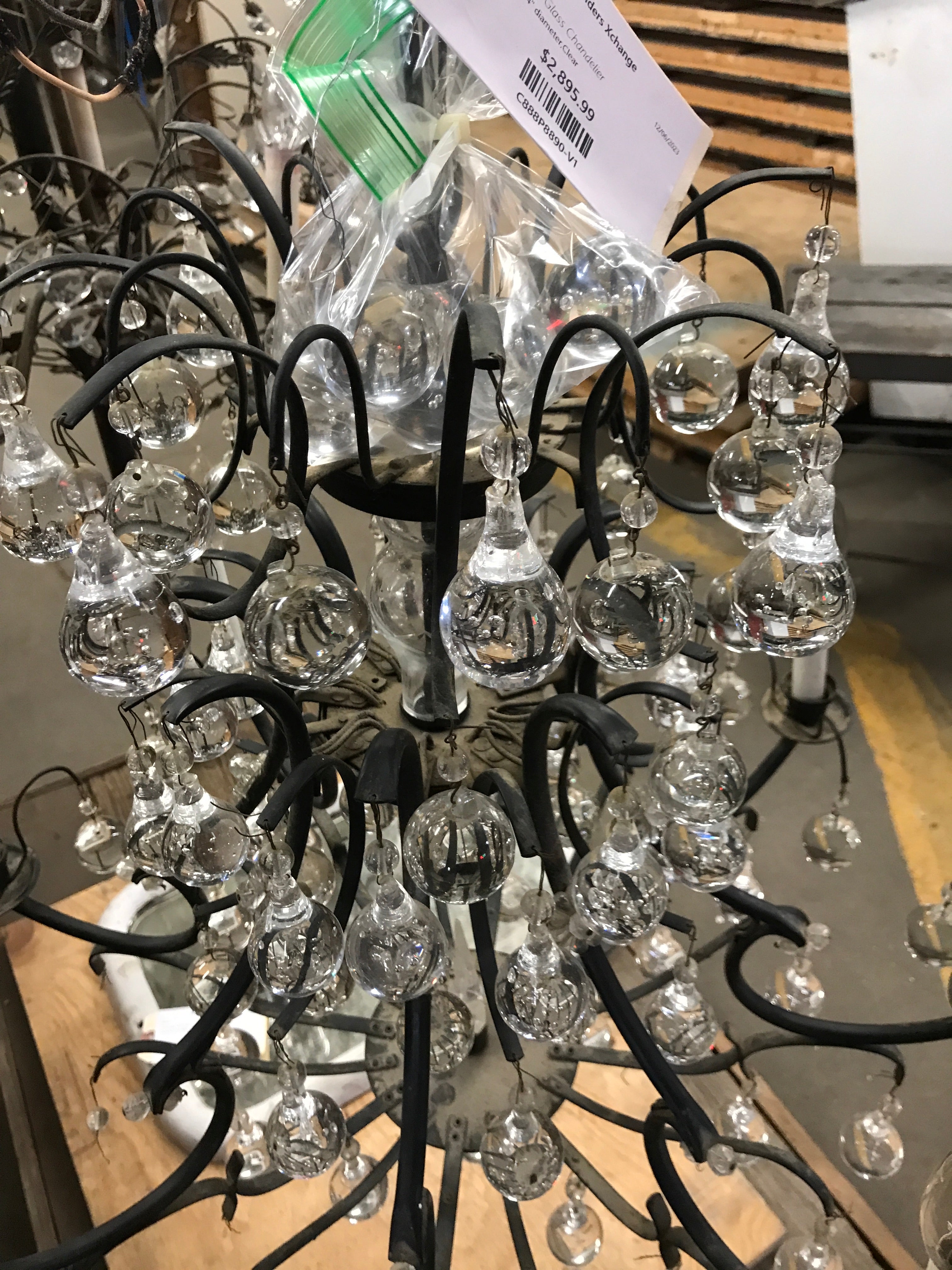 Antique Bubble Glass Chandelier