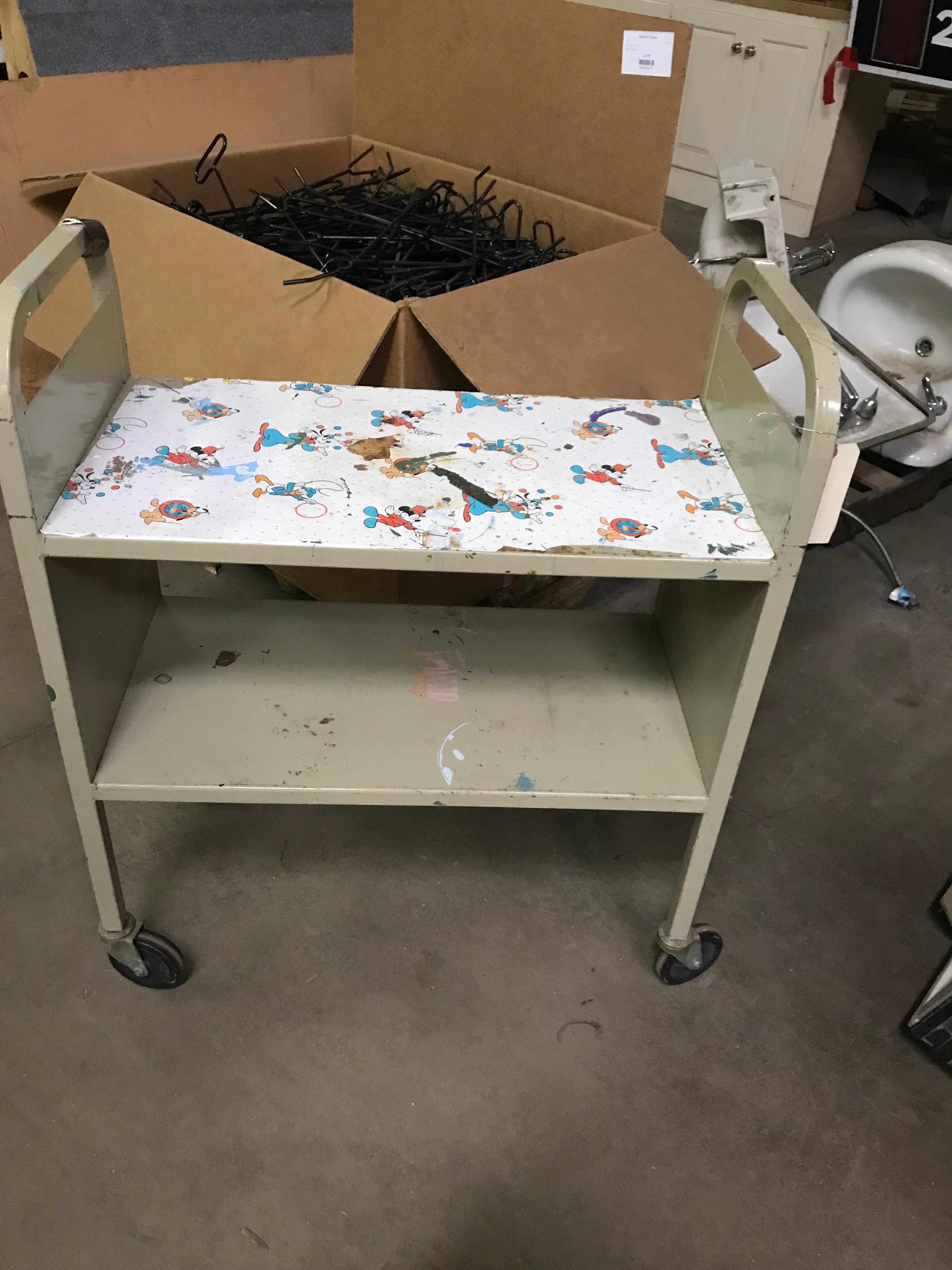 Metal Library Rolling Cart - 2 Tier