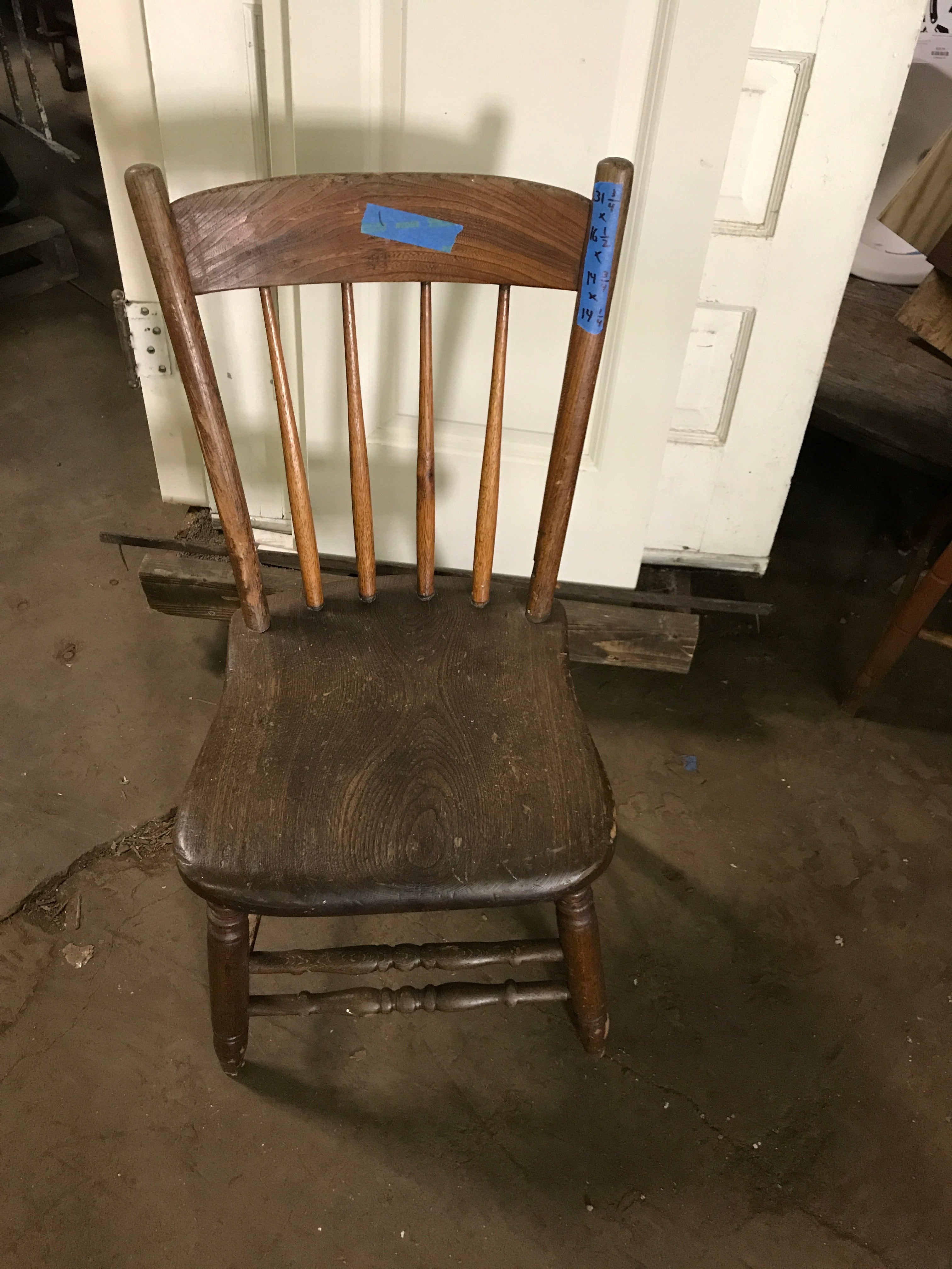 Vintage Wood Dining Chair with Curved Back