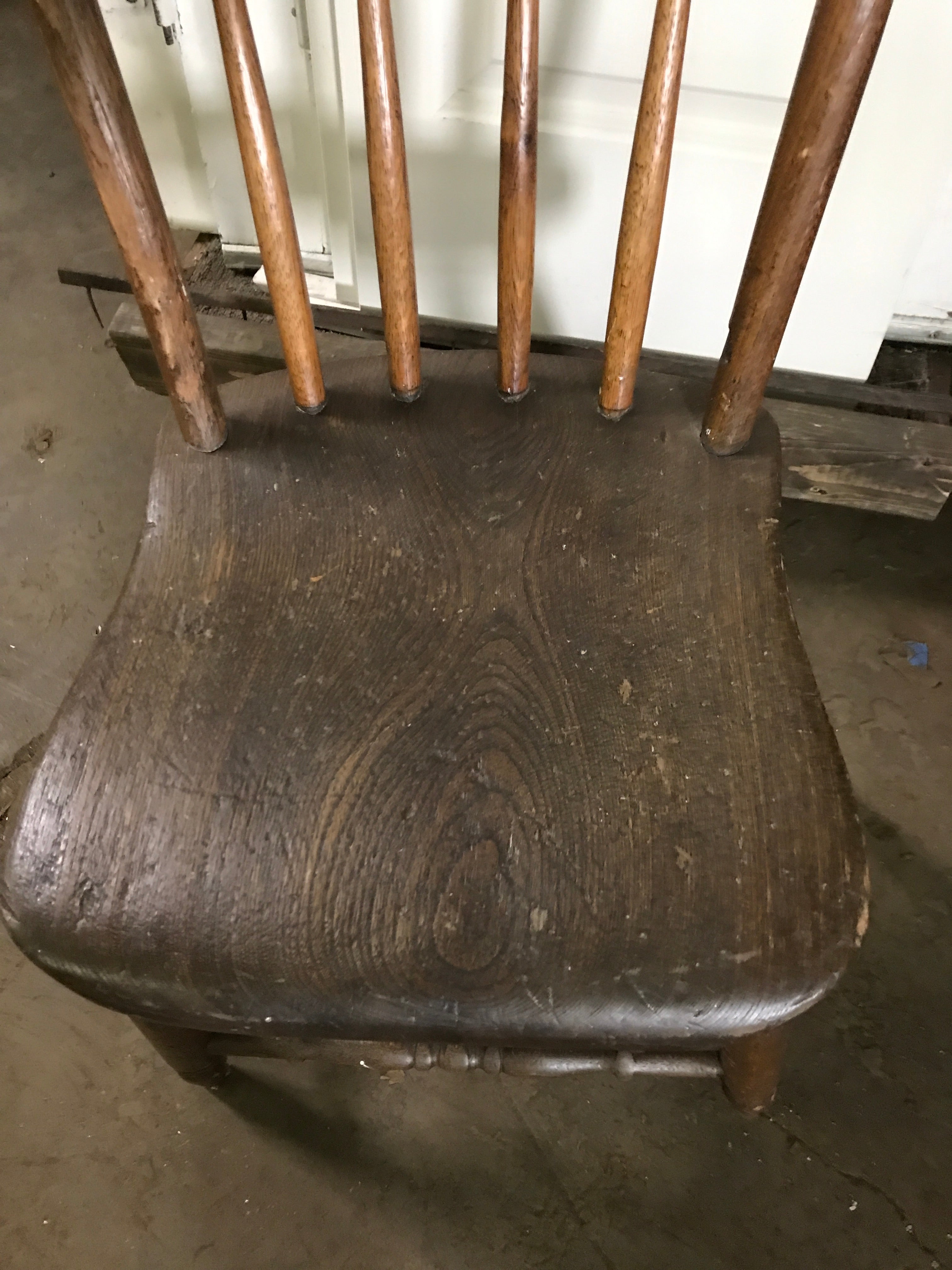 Vintage Wood Dining Chair with Curved Back