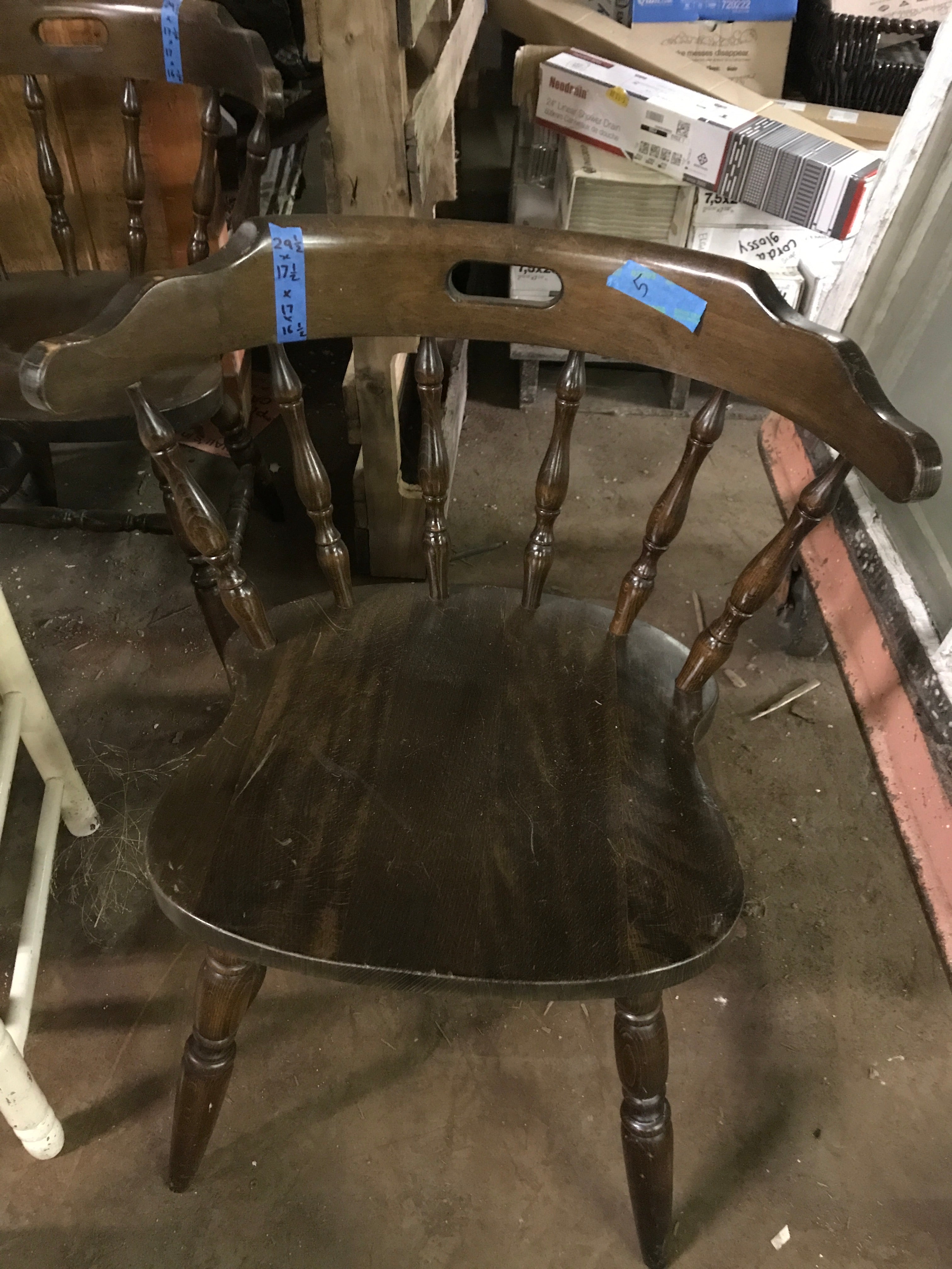 Wood Dining Chair Rounded Spindle Back