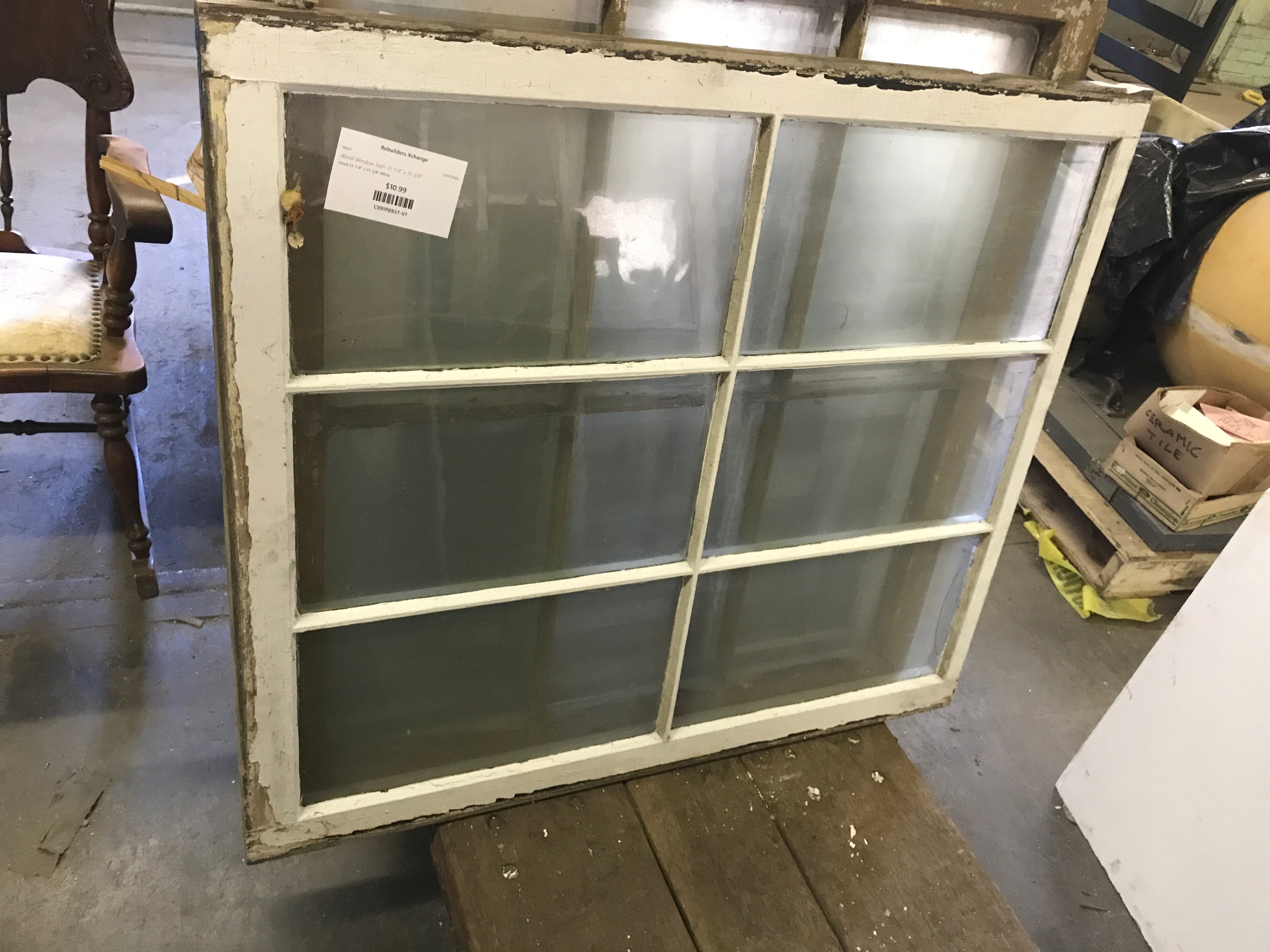 Wood Window Sash  35 1/4" x 31 3/8"