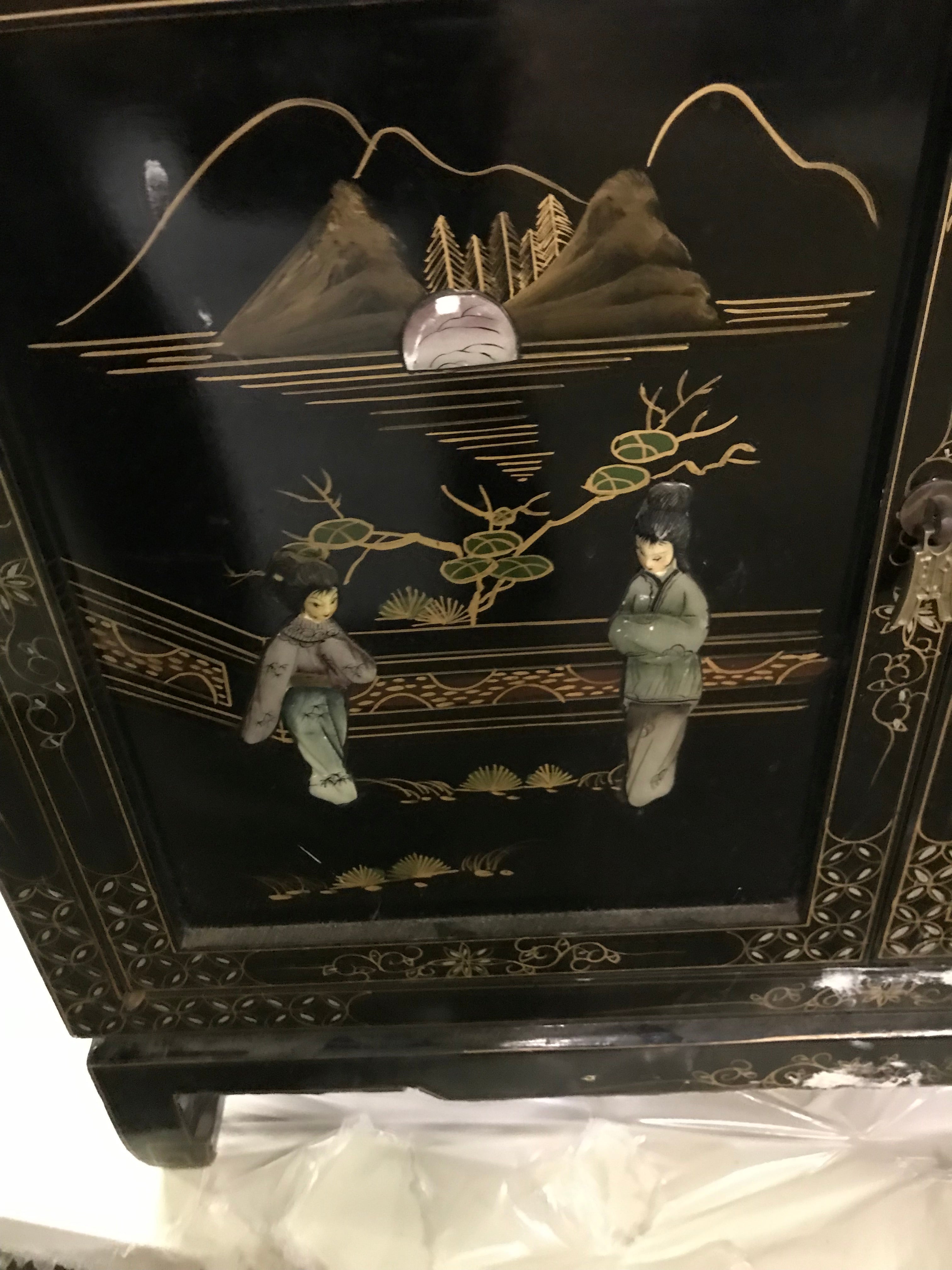 Asian Inspired Entry Table with Mirror