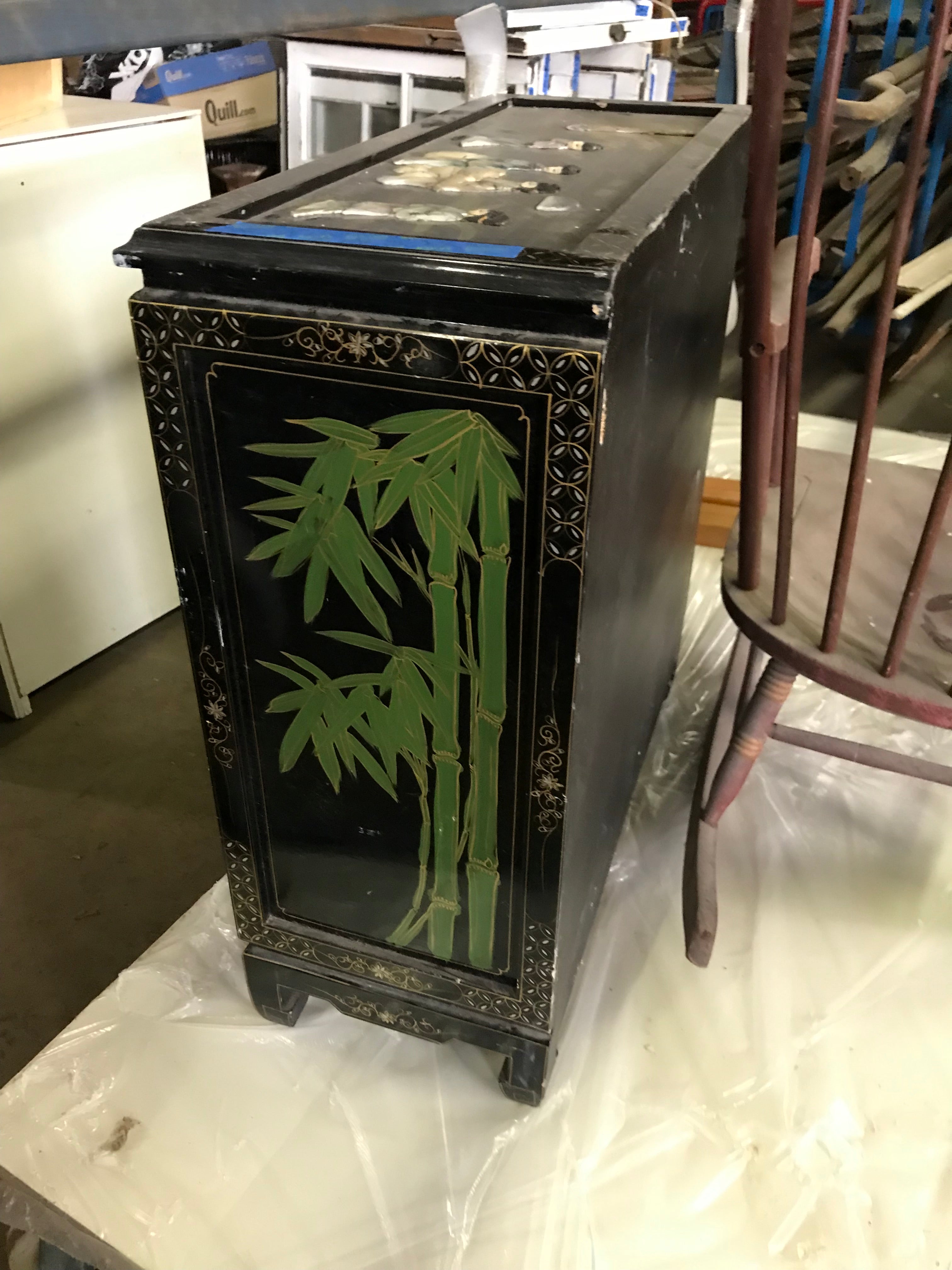 Asian Inspired Entry Table with Mirror