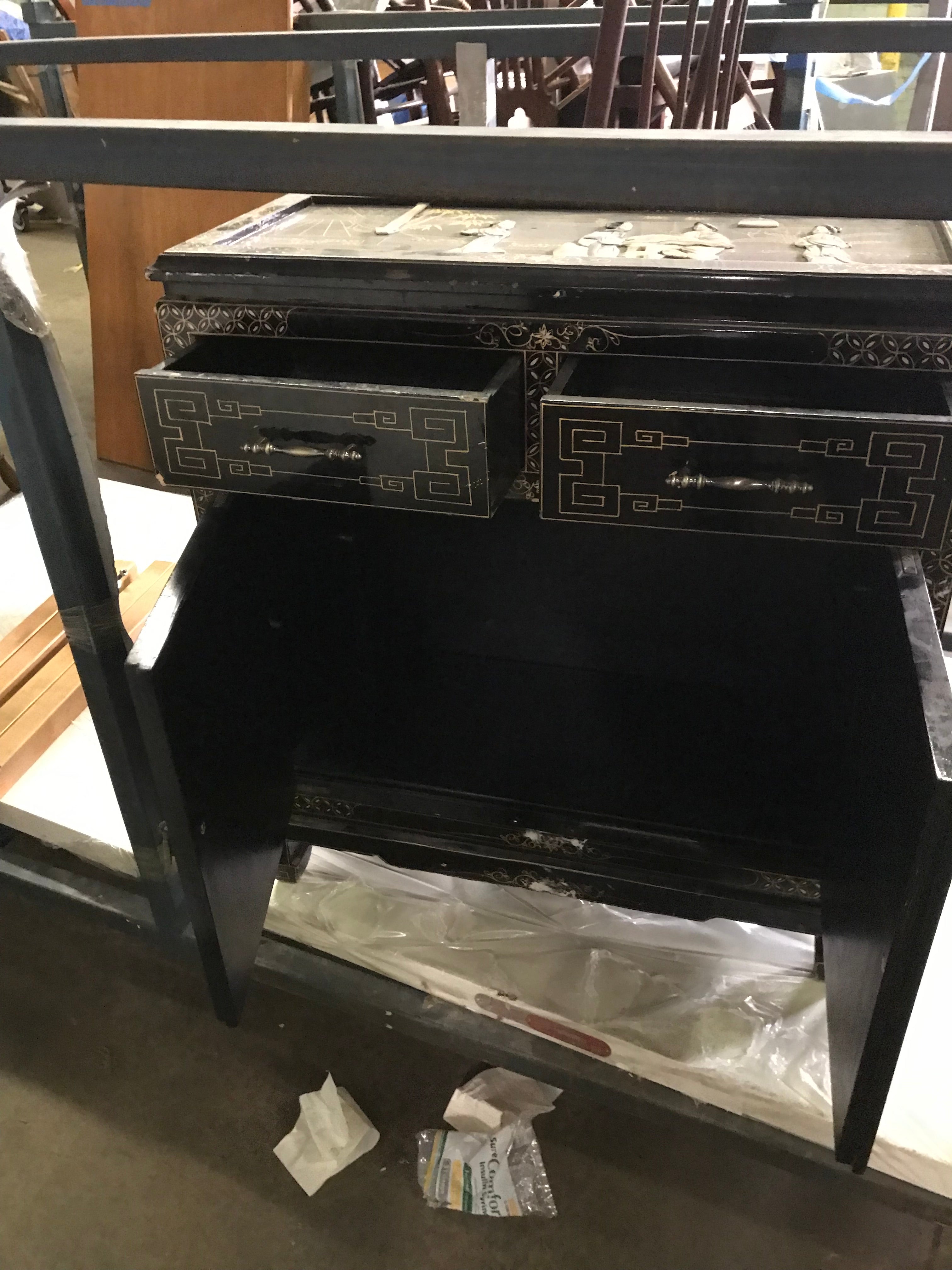 Asian Inspired Entry Table with Mirror