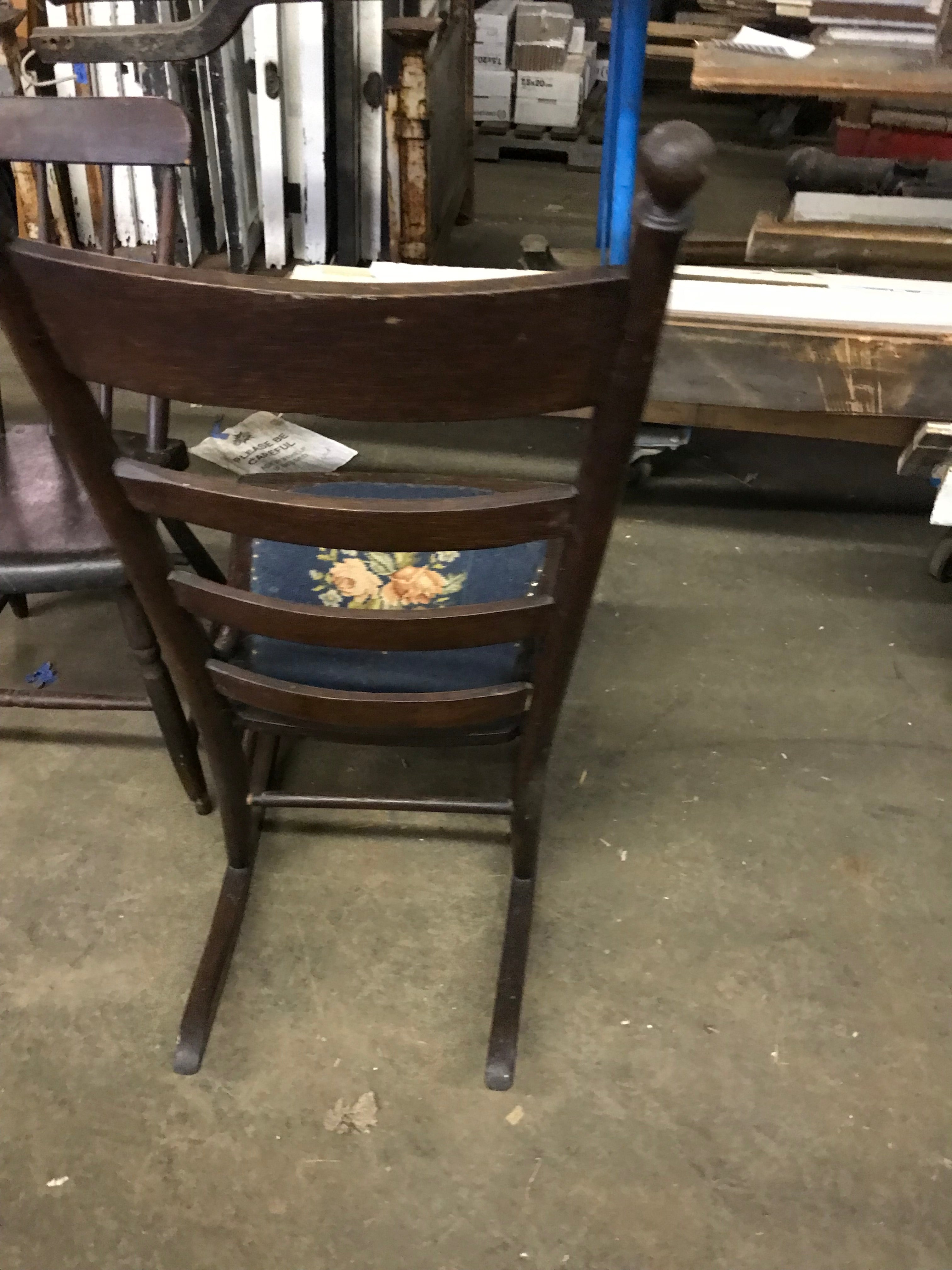Shaker Style Rocking Chair with Embroidered Seat Cover