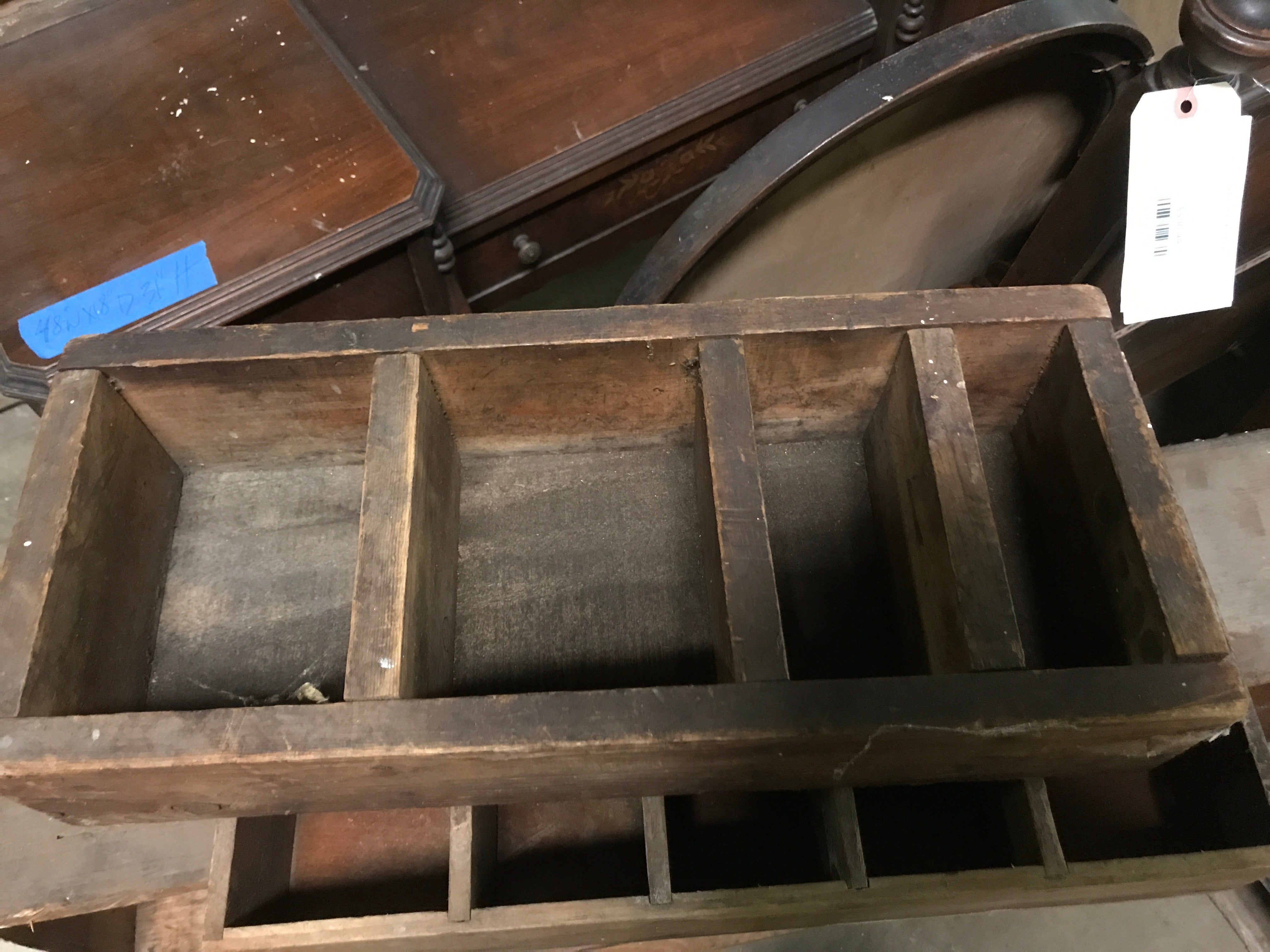 Wood Sorting Box Hand Made 4 Sections