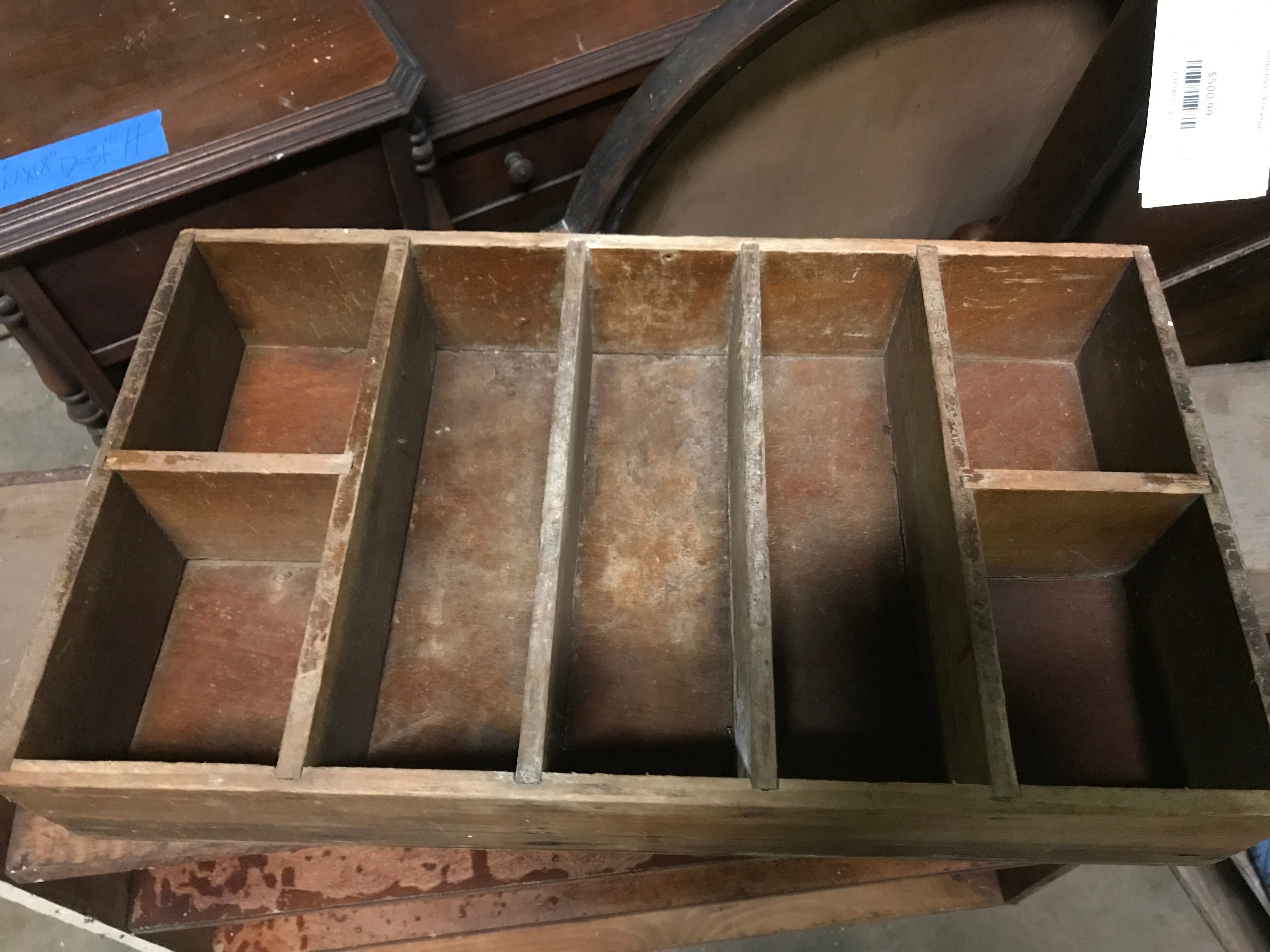 Wood Sorting Box Hand Made 7 compartments