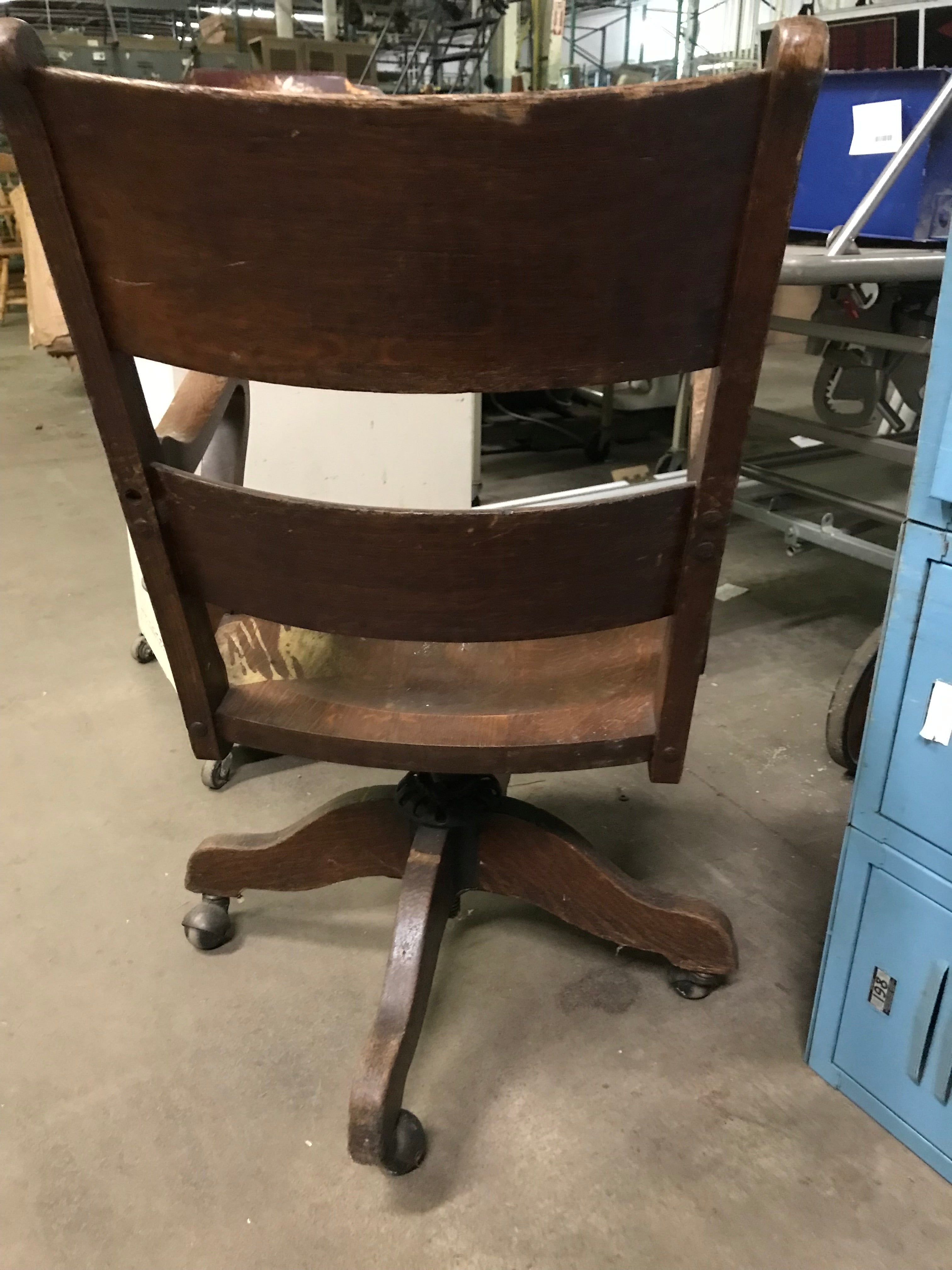 Vintage Wood Office Chair on Casters