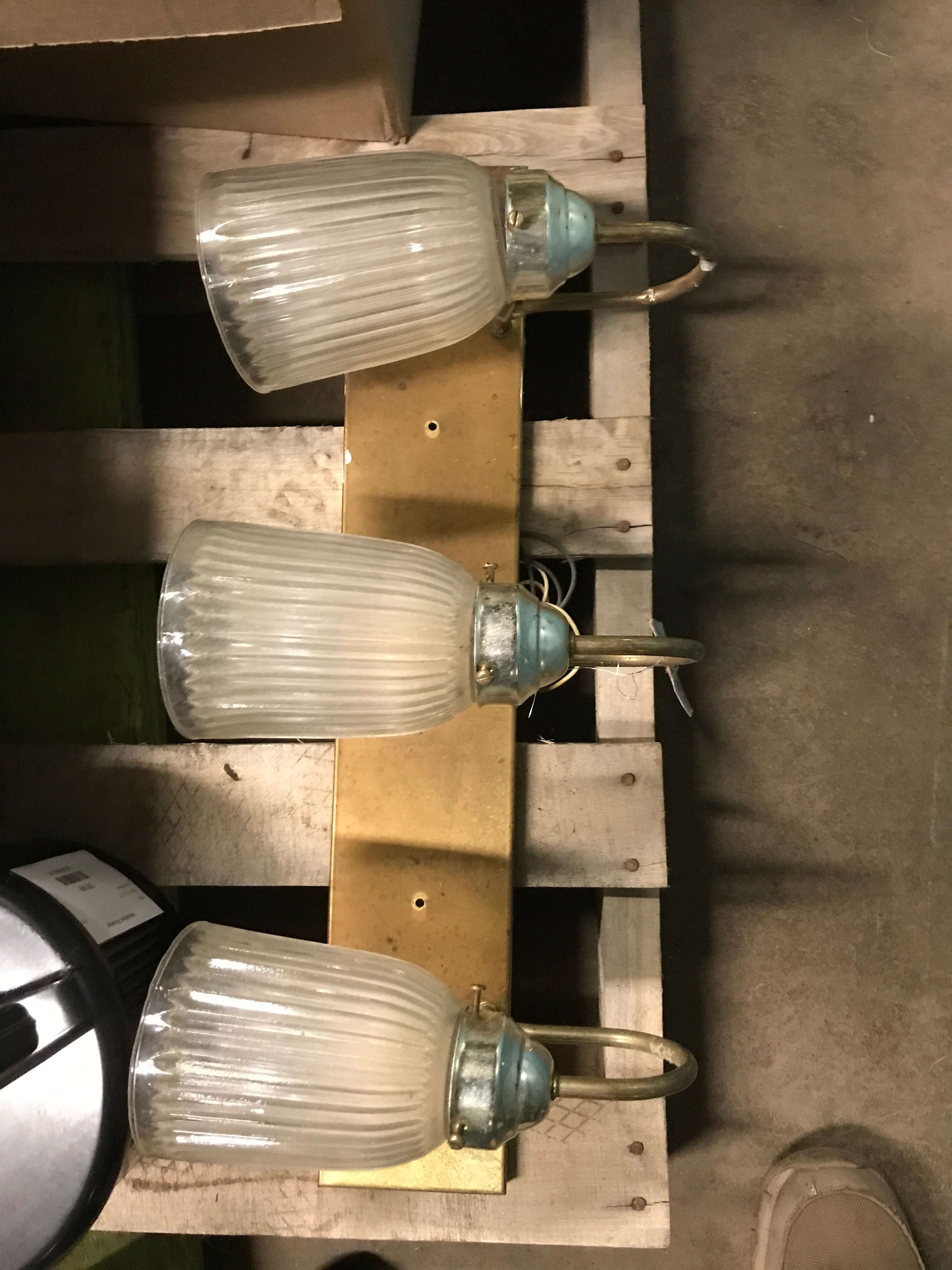 Brass BAr Light 24" with Three Glass Shades
