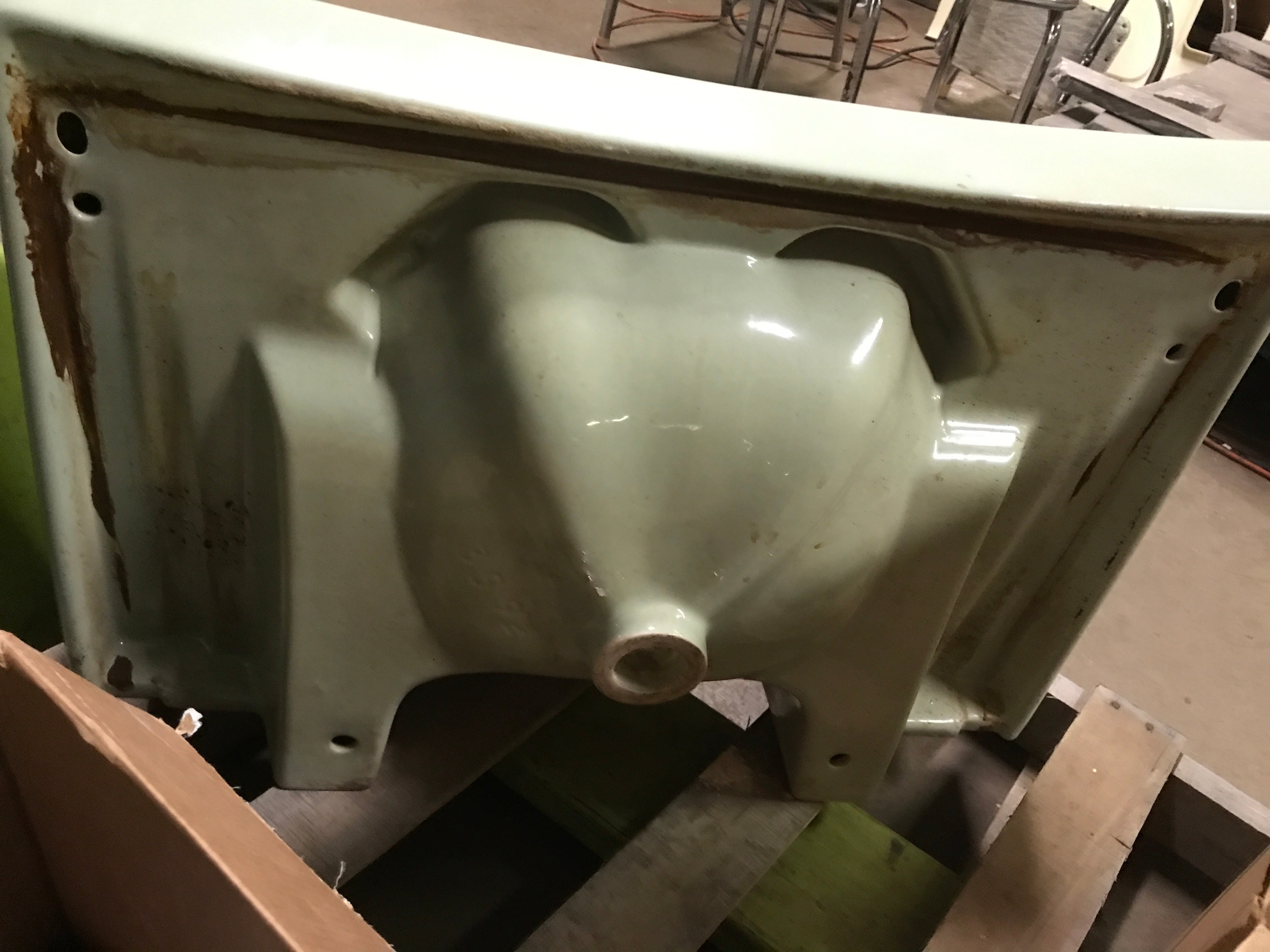 1966 Vintage Green Wall Mount Bathroom Sink 30"