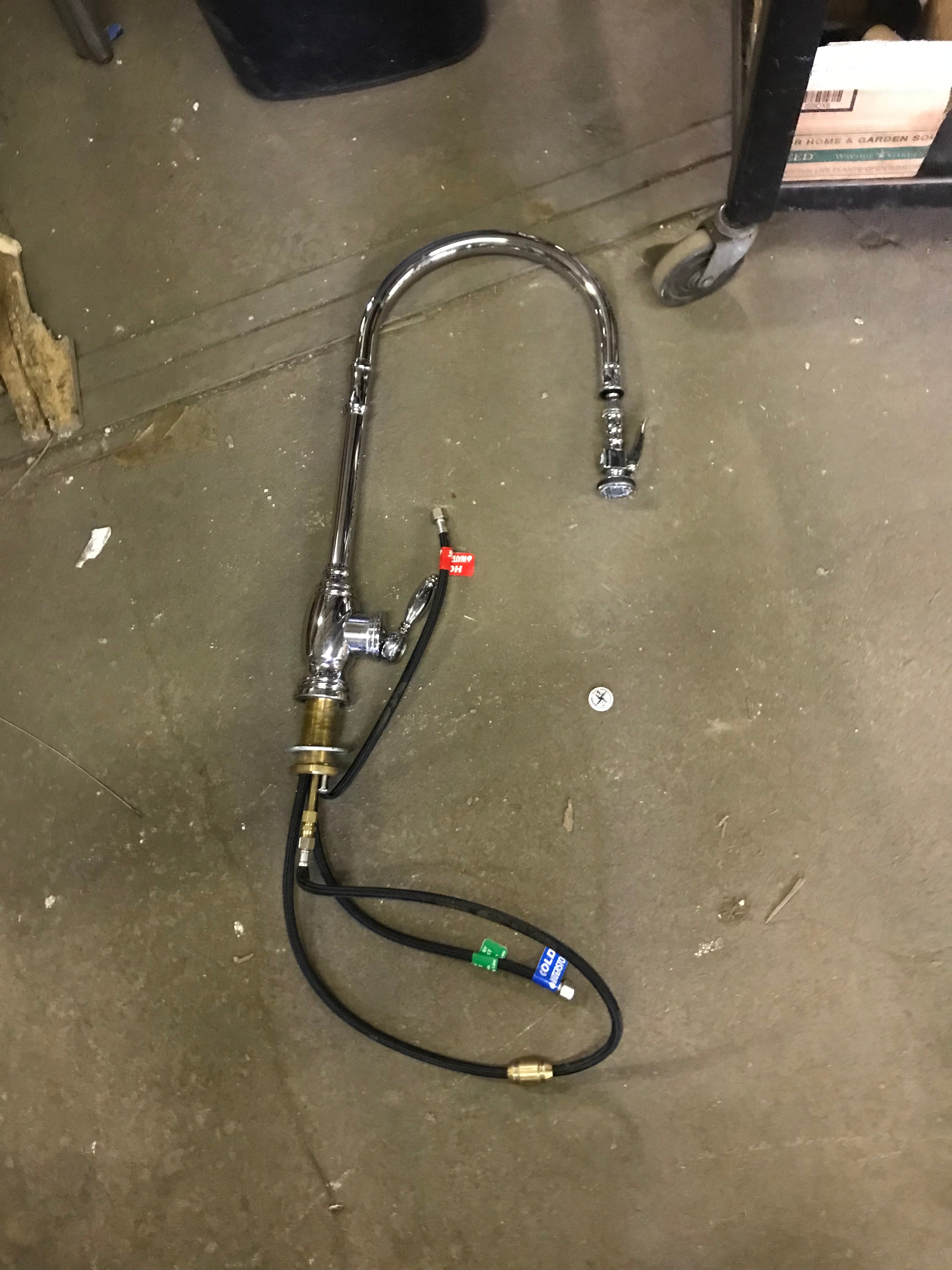 Gooseneck Faucet with Built In Sprayer Single Handle