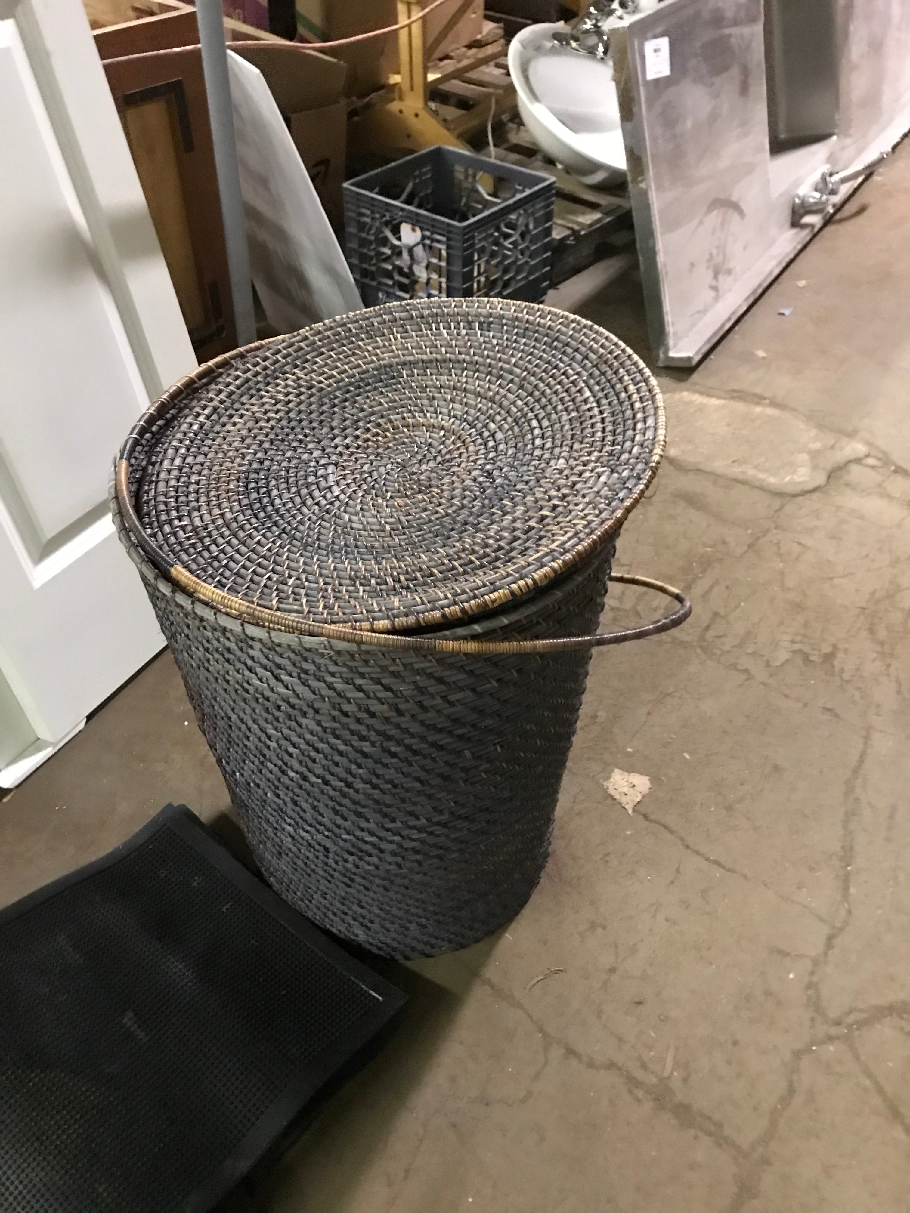 Tall Wicker Basket with Lid