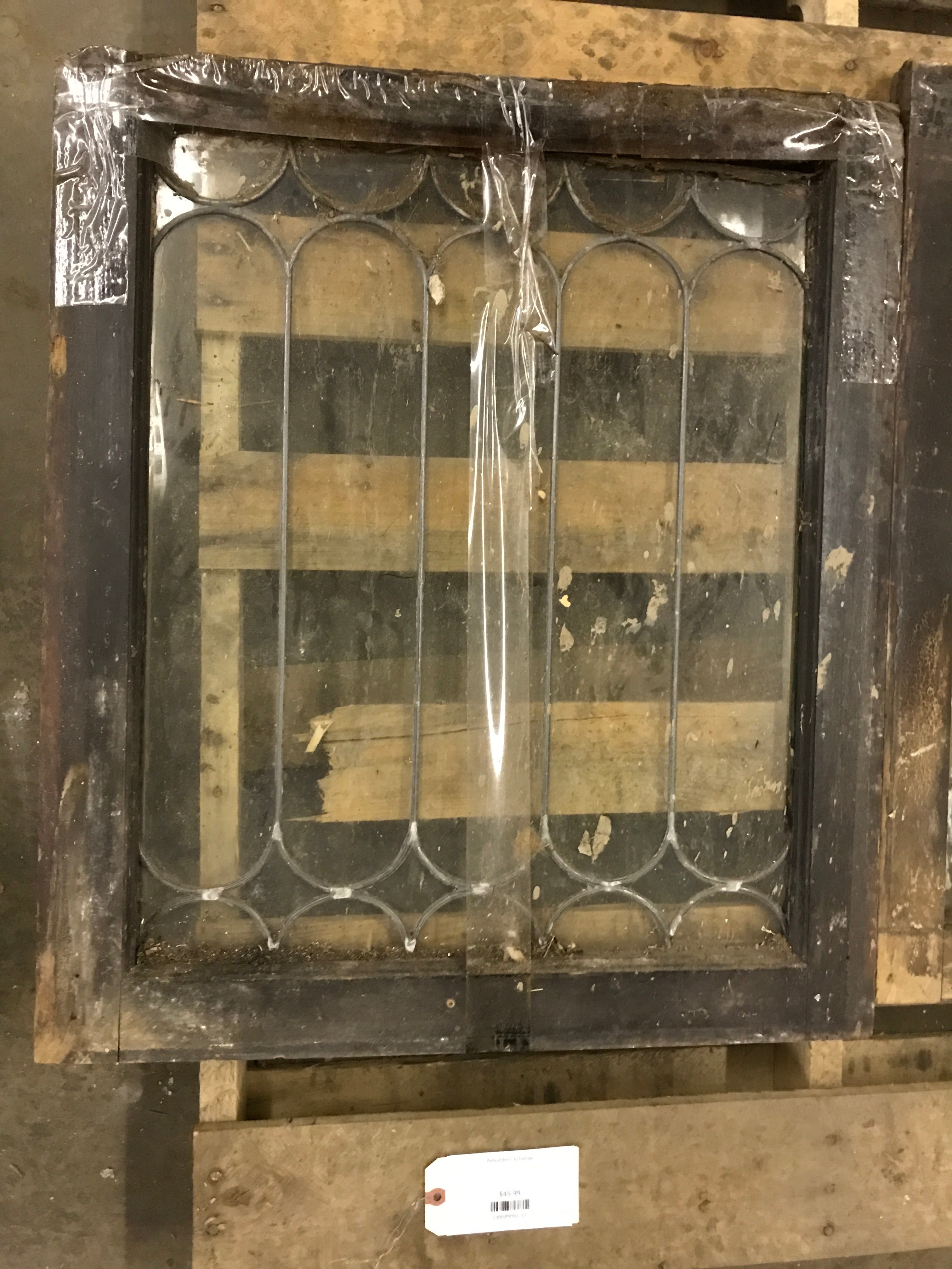 Wood Frame Leaded Glass Window - AS IS