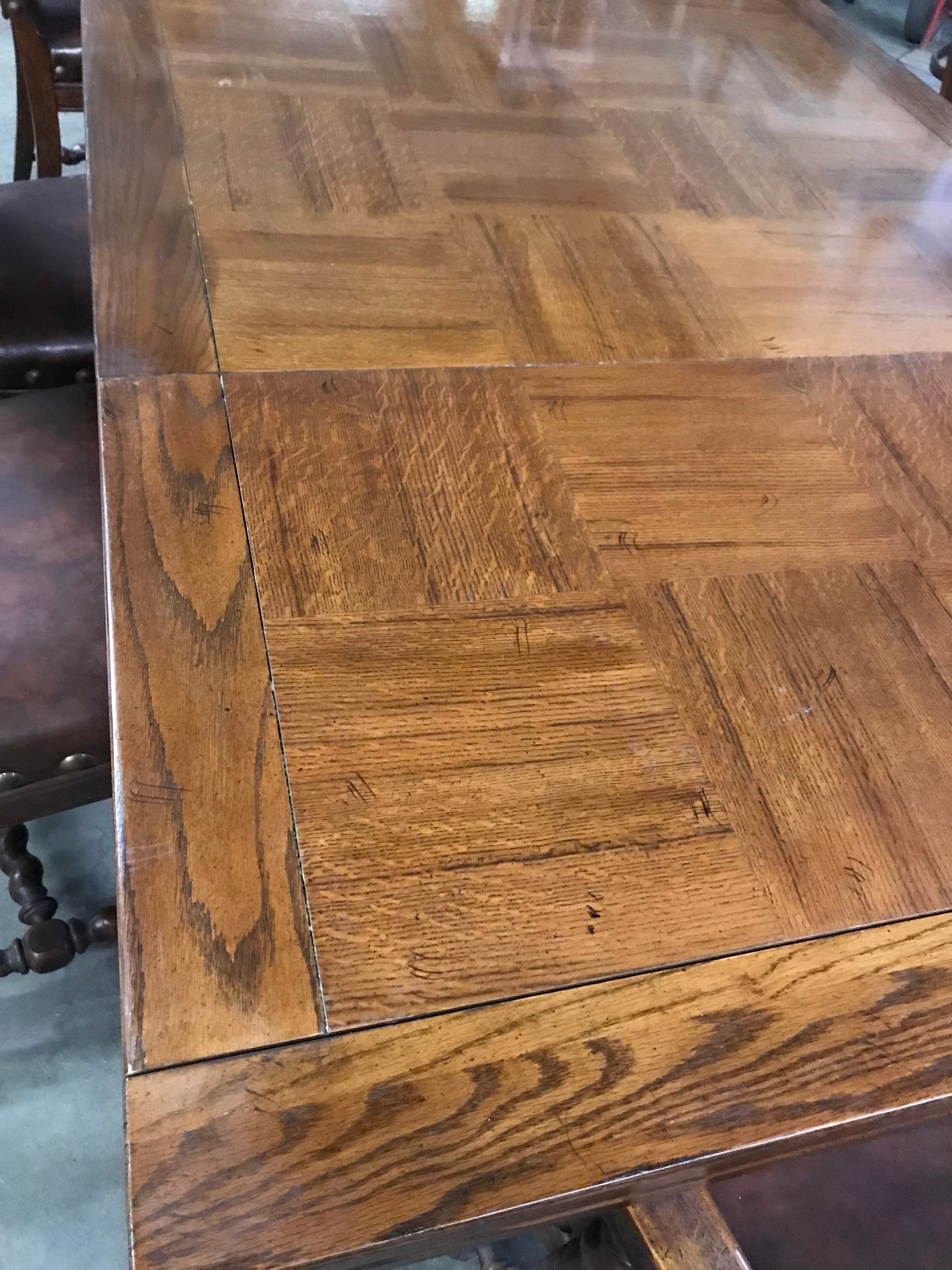Dining Table with 2 Leave and  8 Tall Back Chairs
