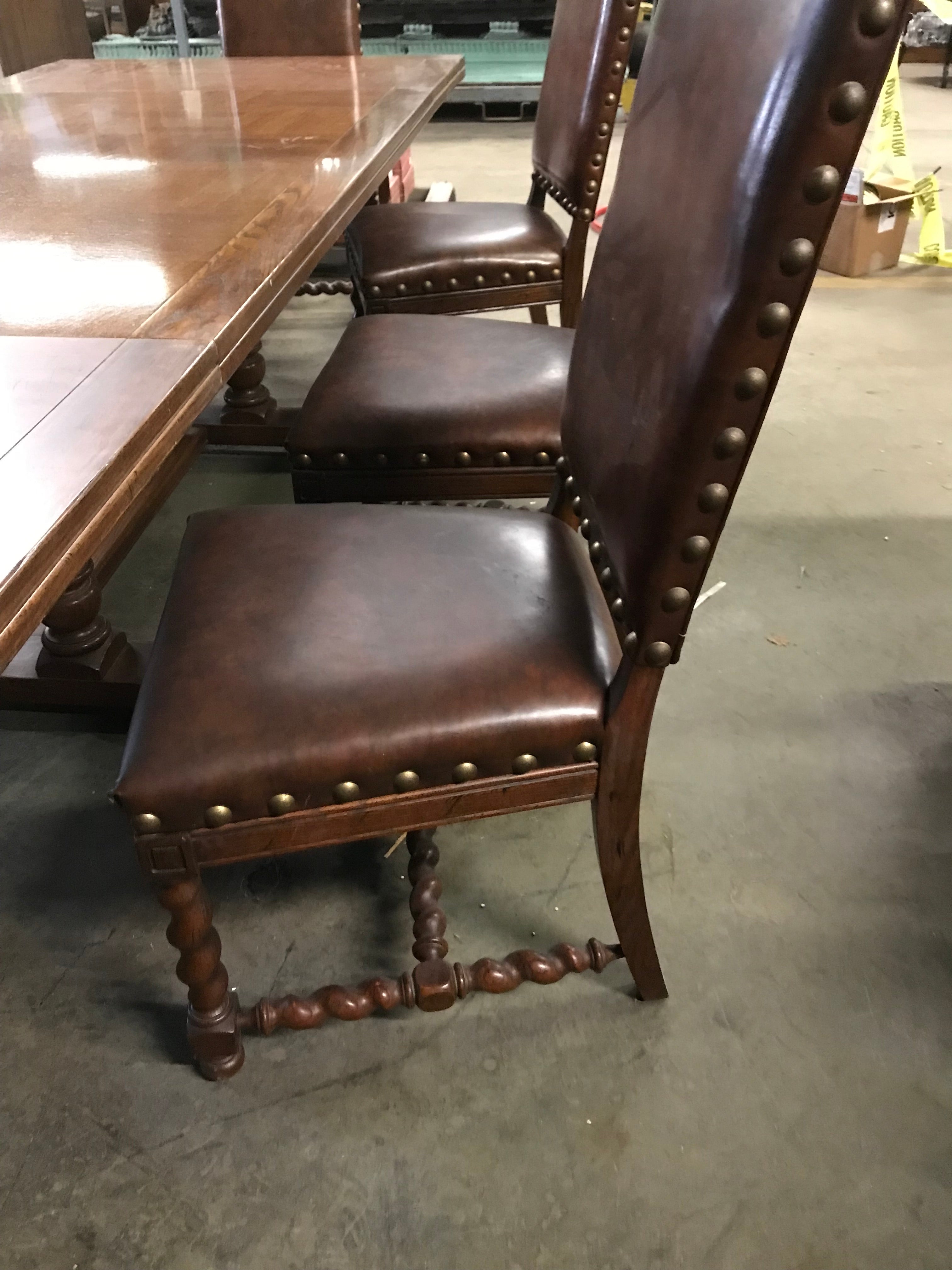 Dining Table with 2 Leave and  8 Tall Back Chairs