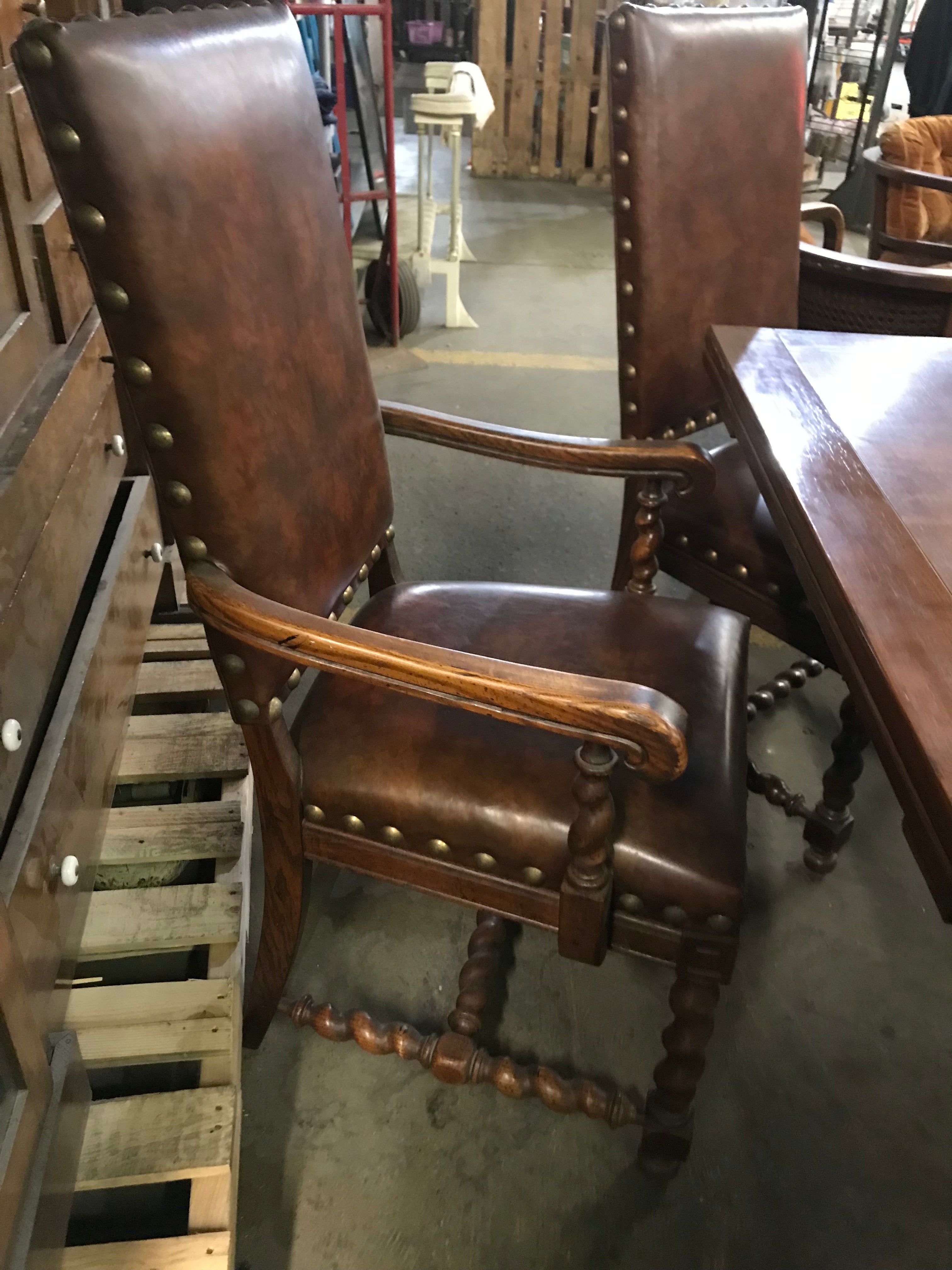 Dining Table with 2 Leave and  8 Tall Back Chairs
