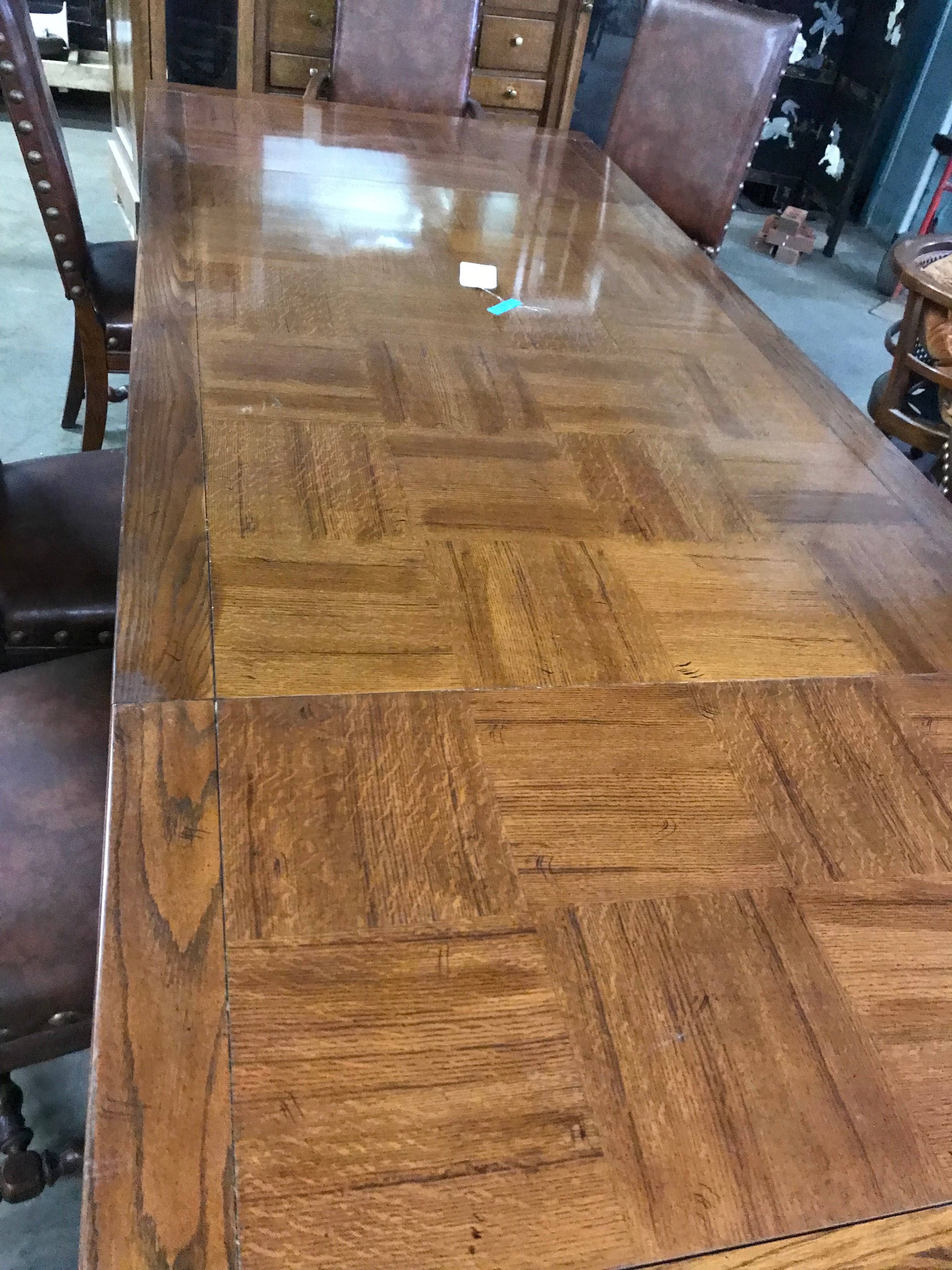 Dining Table with 2 Leave and  8 Tall Back Chairs
