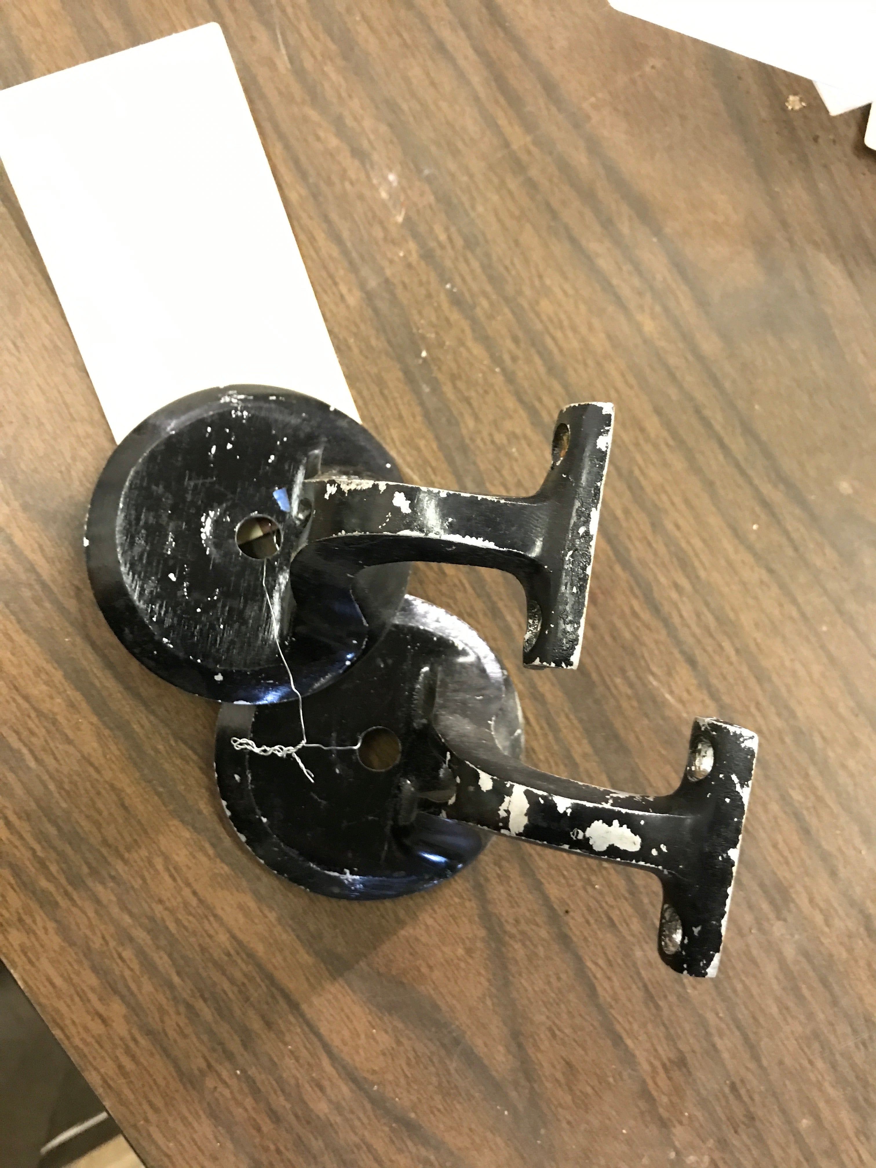 Pair of Cast Aluminum Handrail Brackets with Curved Rocker