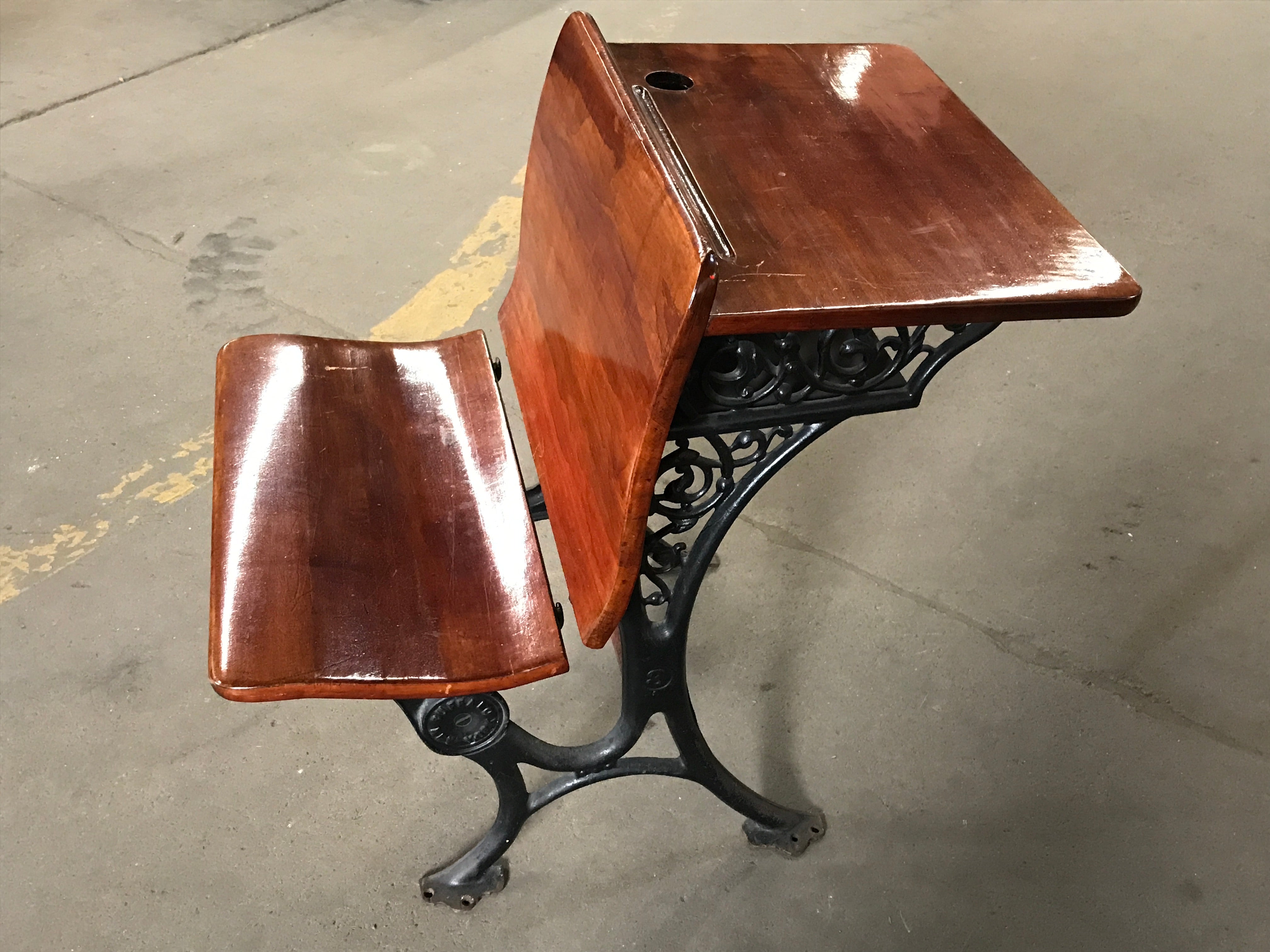 Antique Childs School Desk - Cast Iron & Wood