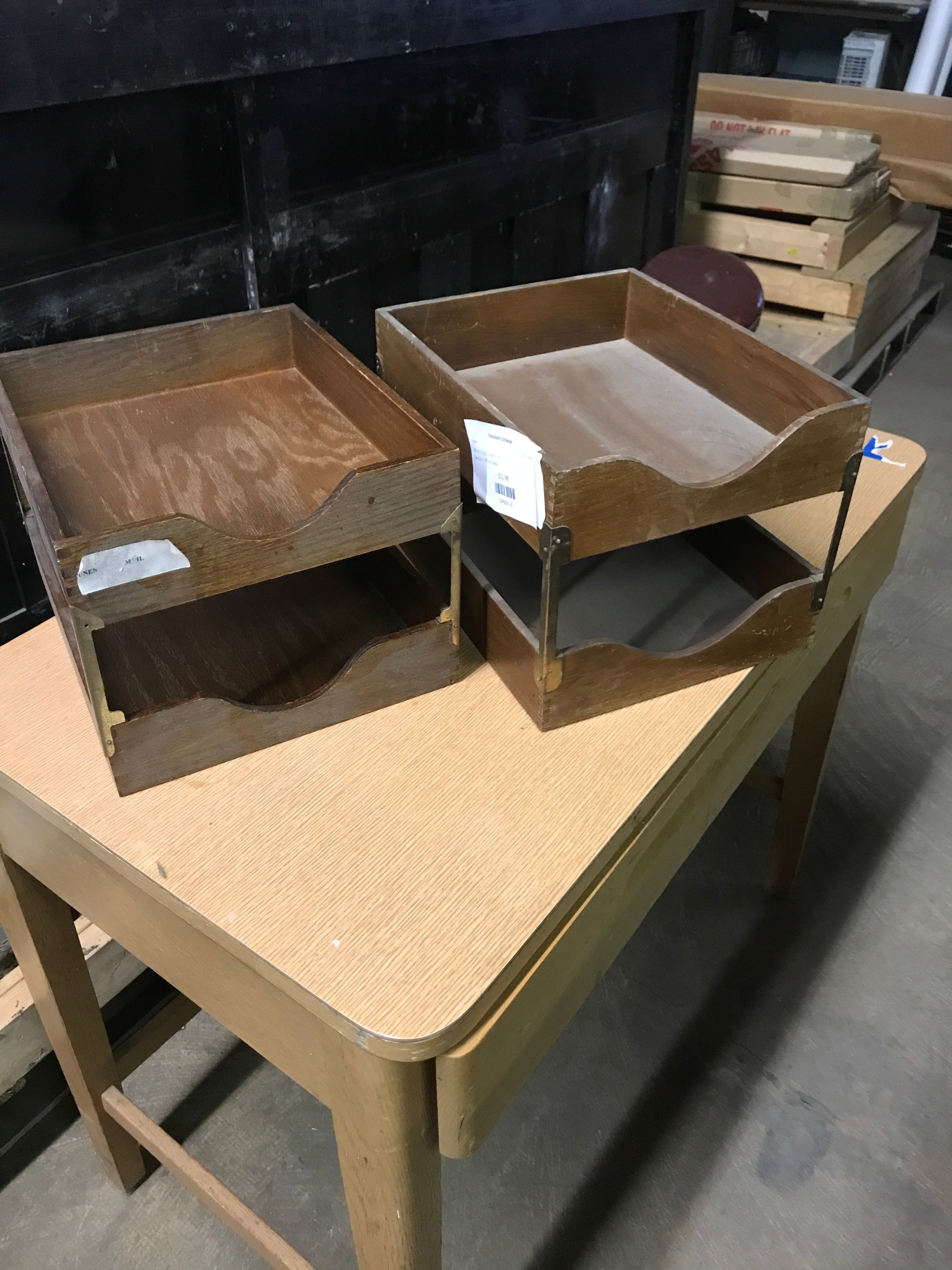 Wood & Brass Letter Tray