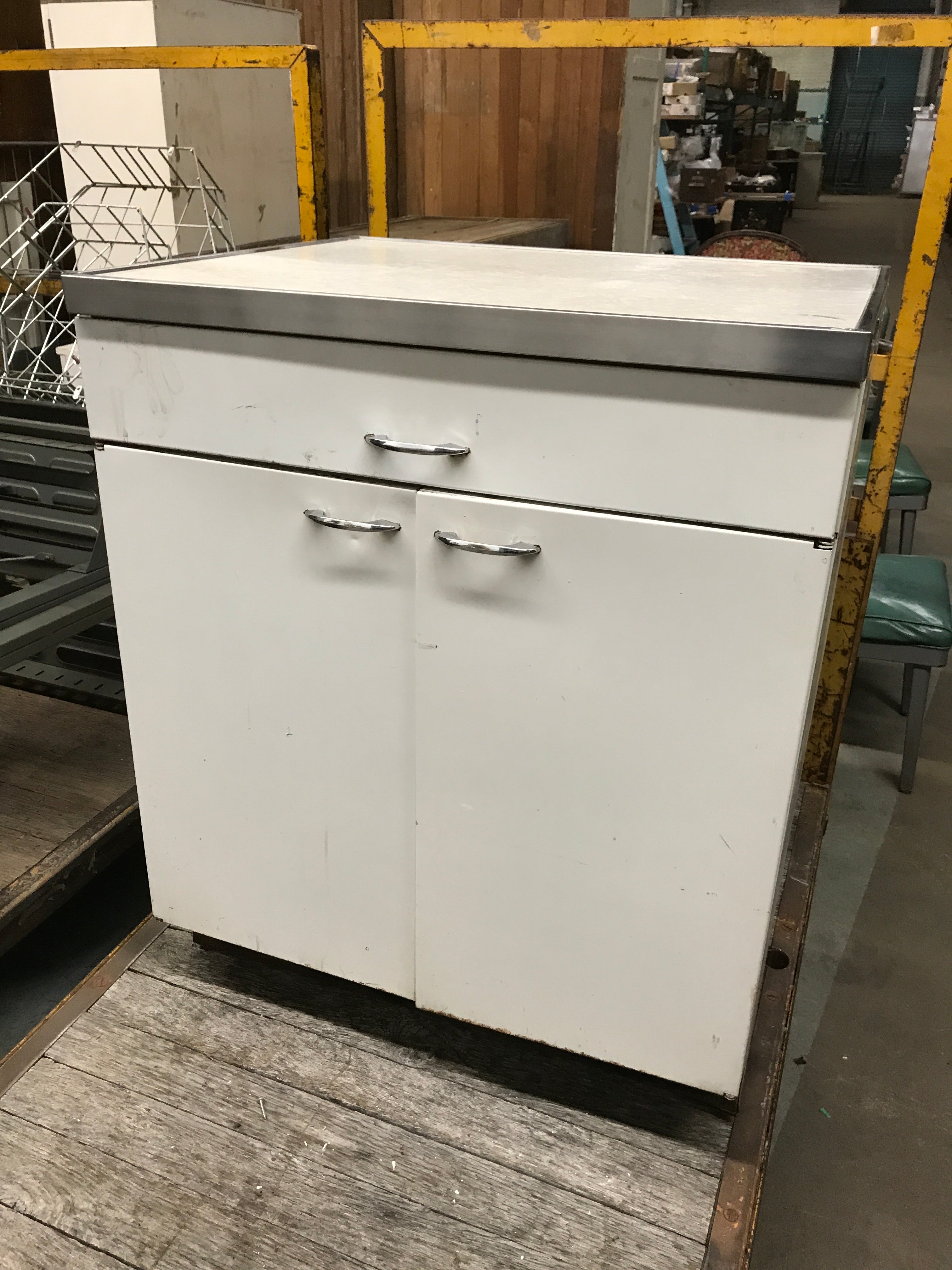 White metal cabinet