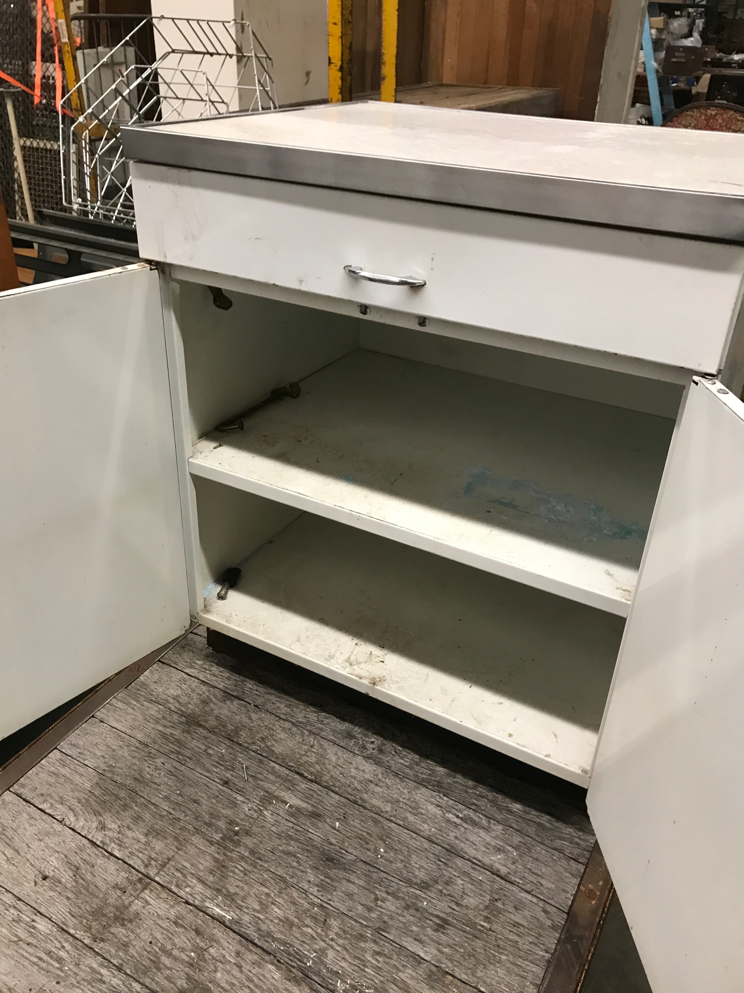 White metal cabinet