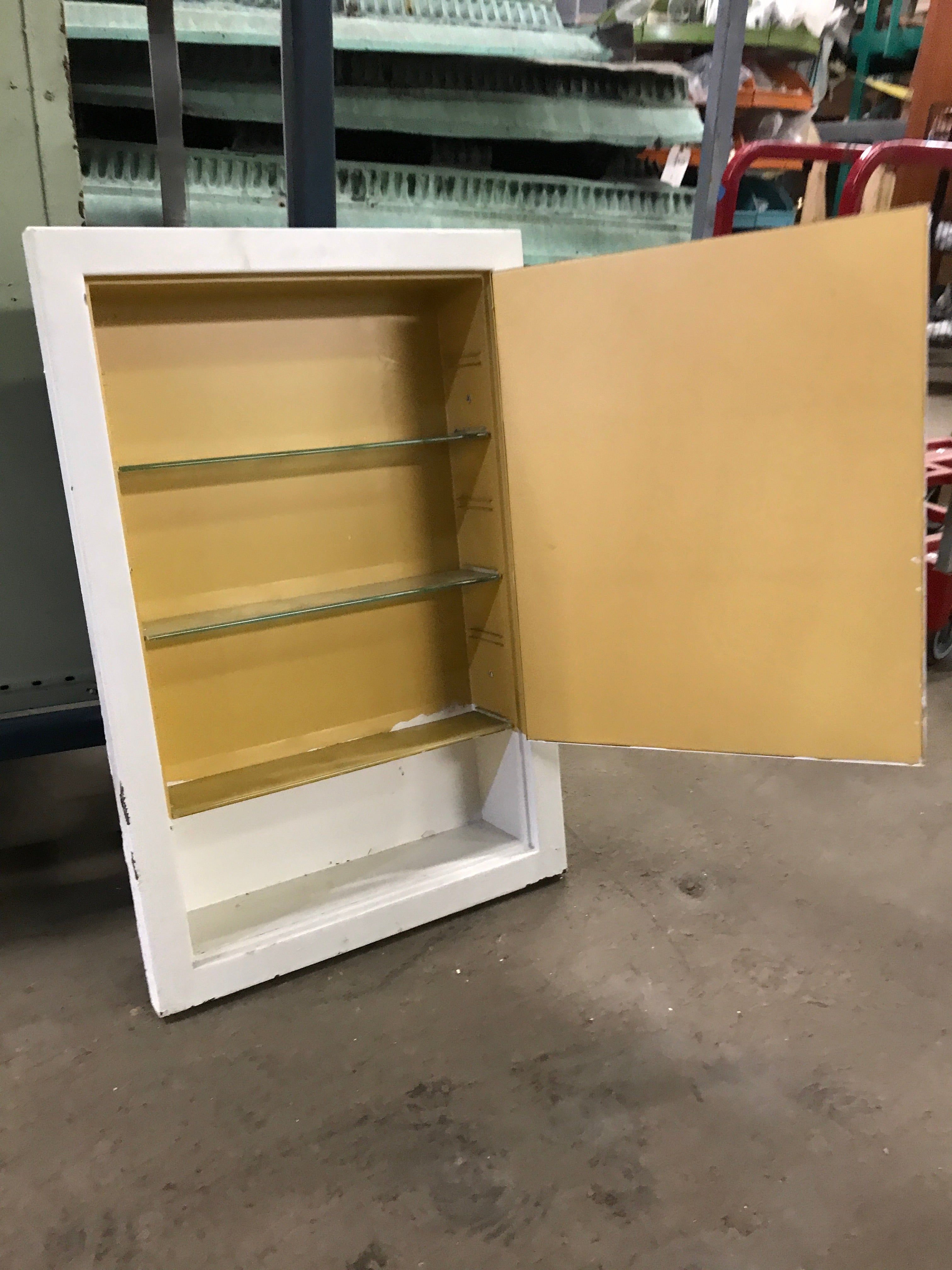 Metal Medicine Cabinet with Mirror & Glass Knob