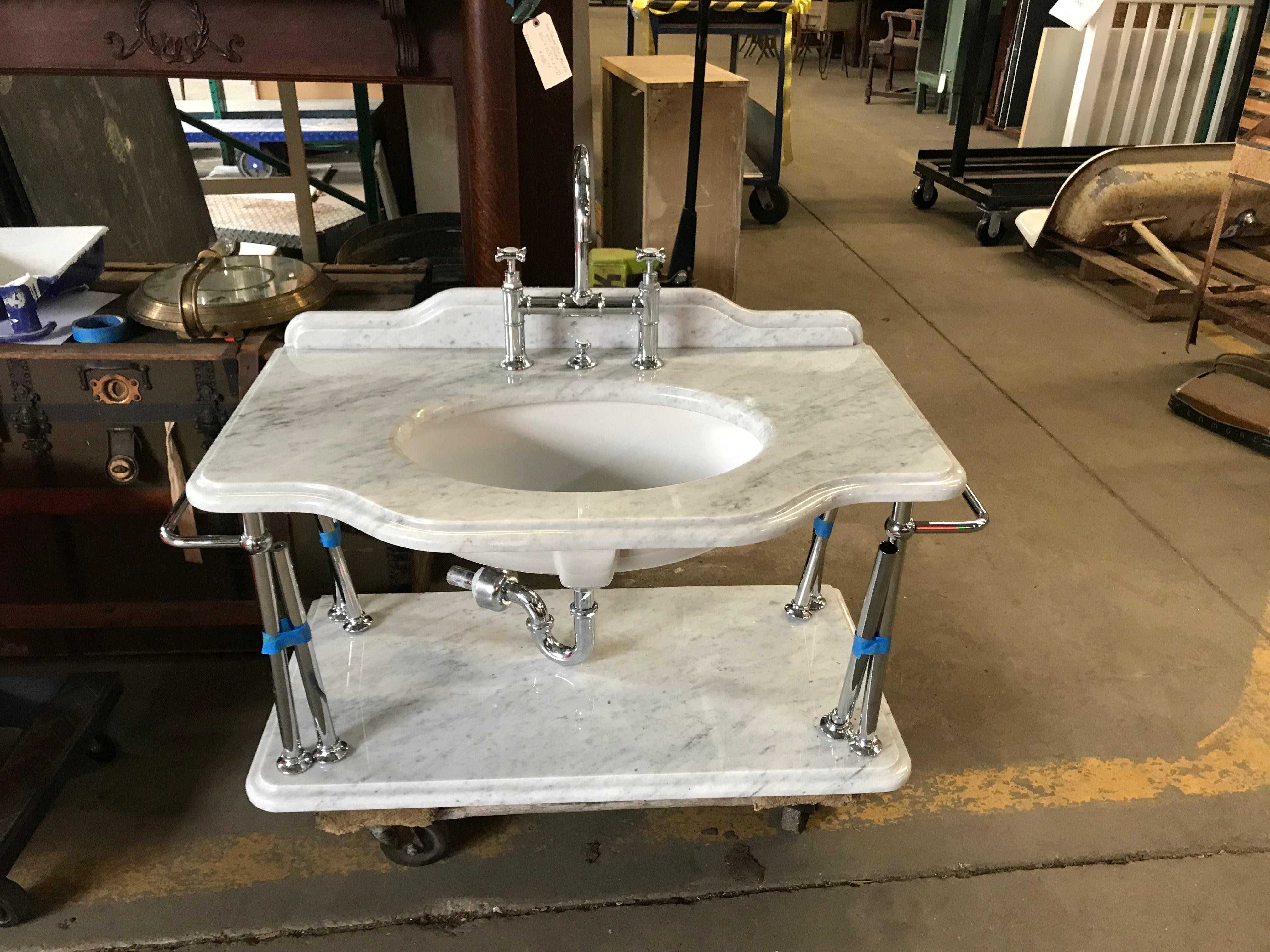Marble Bathroom Console w/ Hans Grohe Faucet