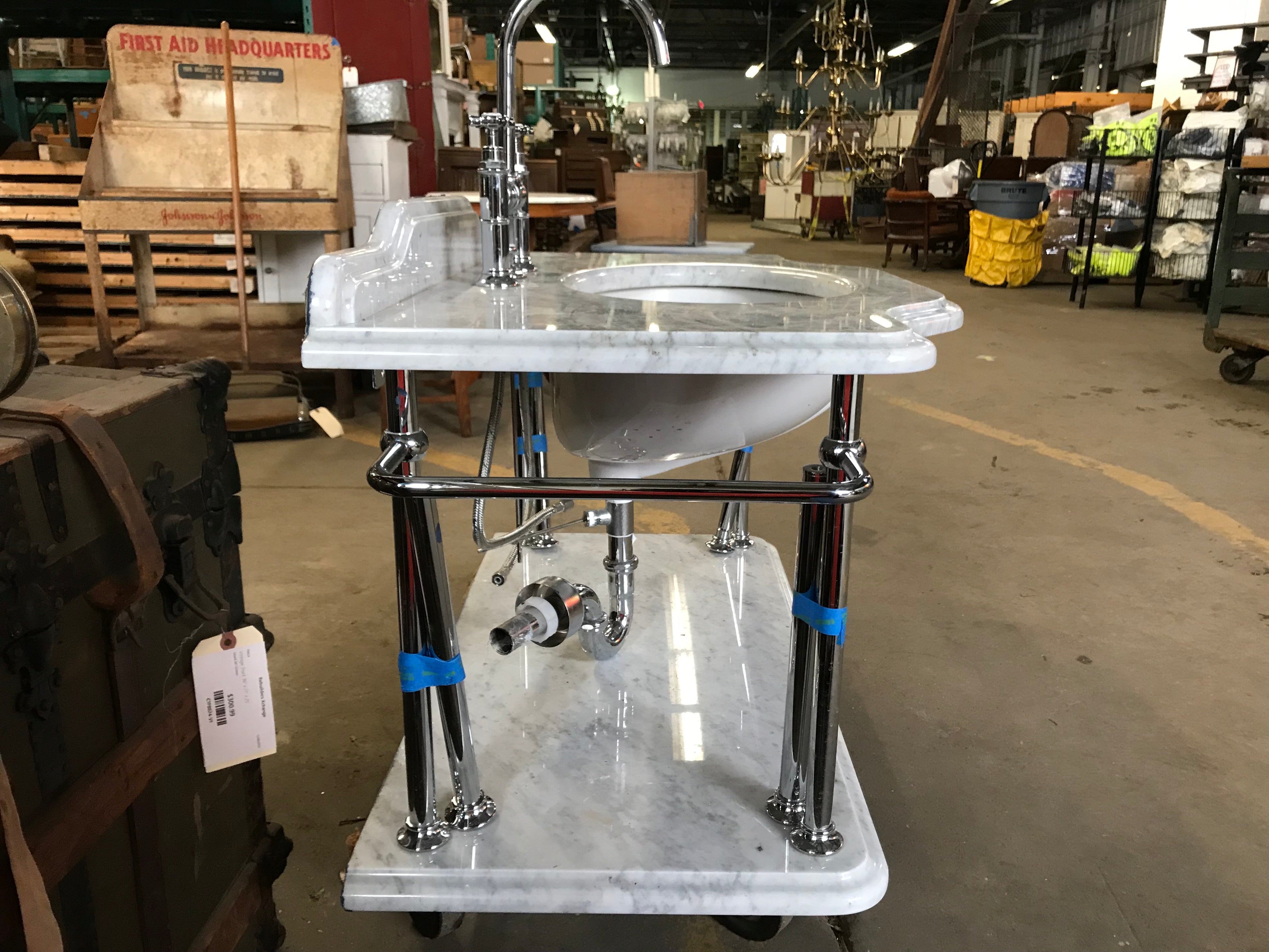 Marble Bathroom Console w/ Hans Grohe Faucet