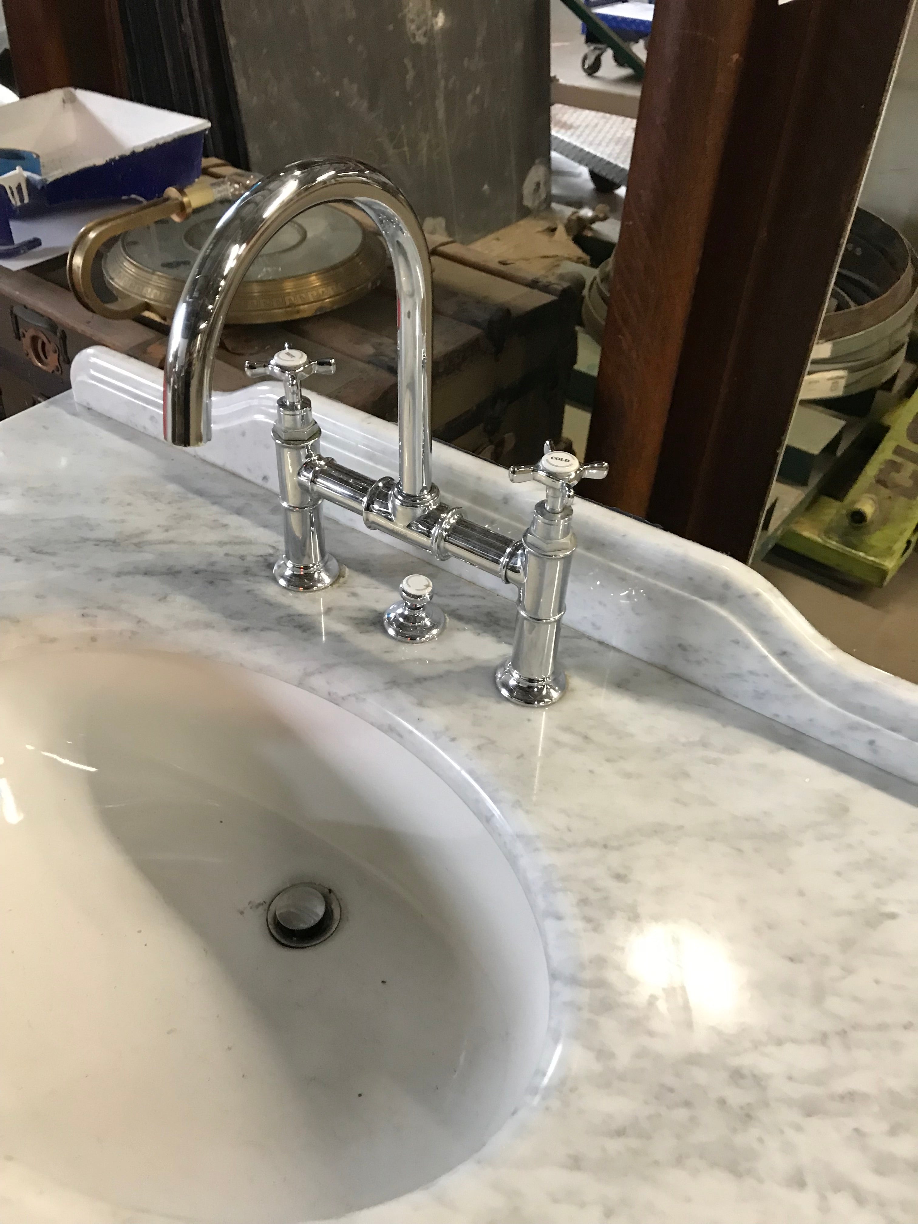 Marble Bathroom Console w/ Hans Grohe Faucet