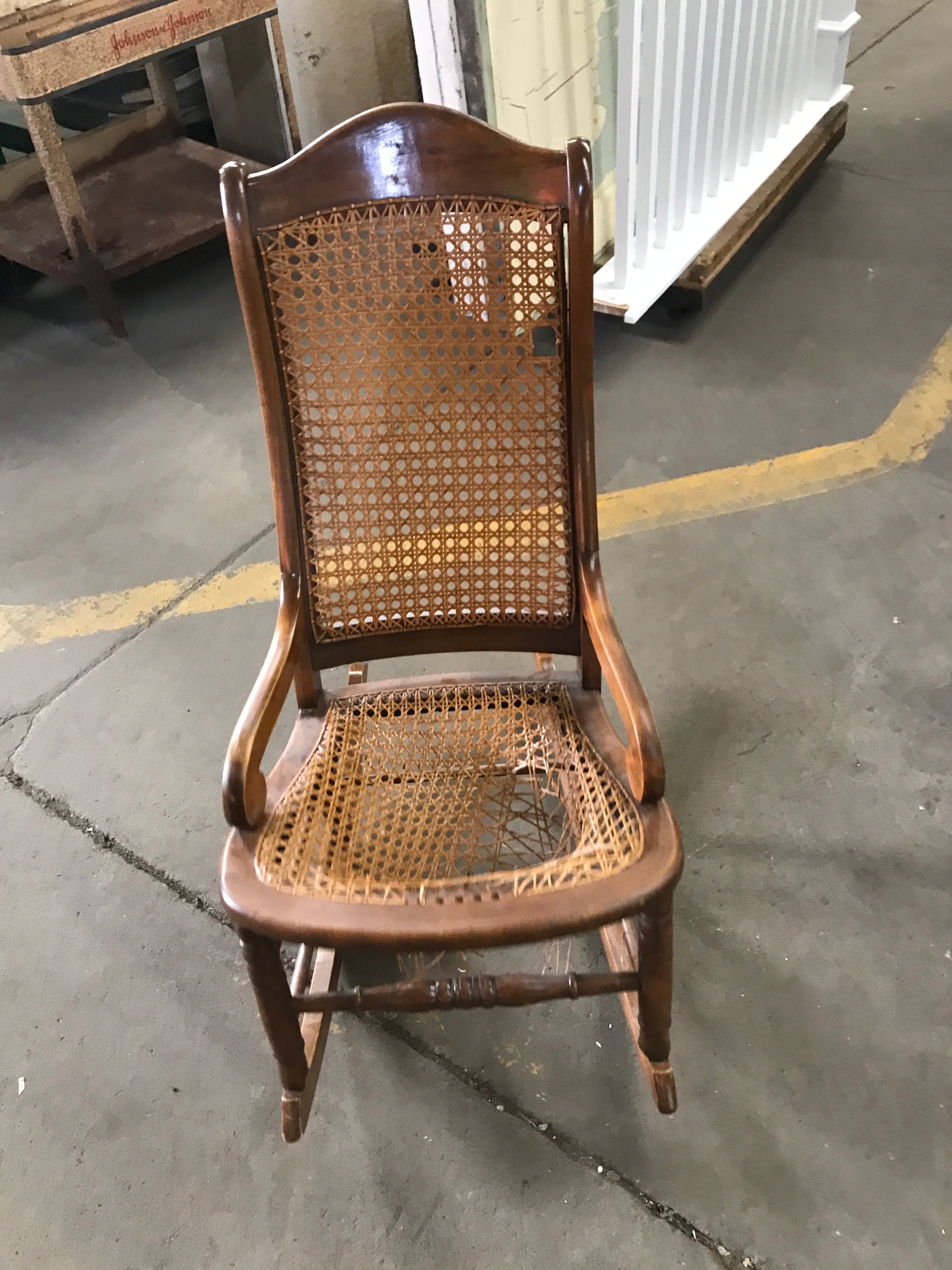 Wood cane rocking chair