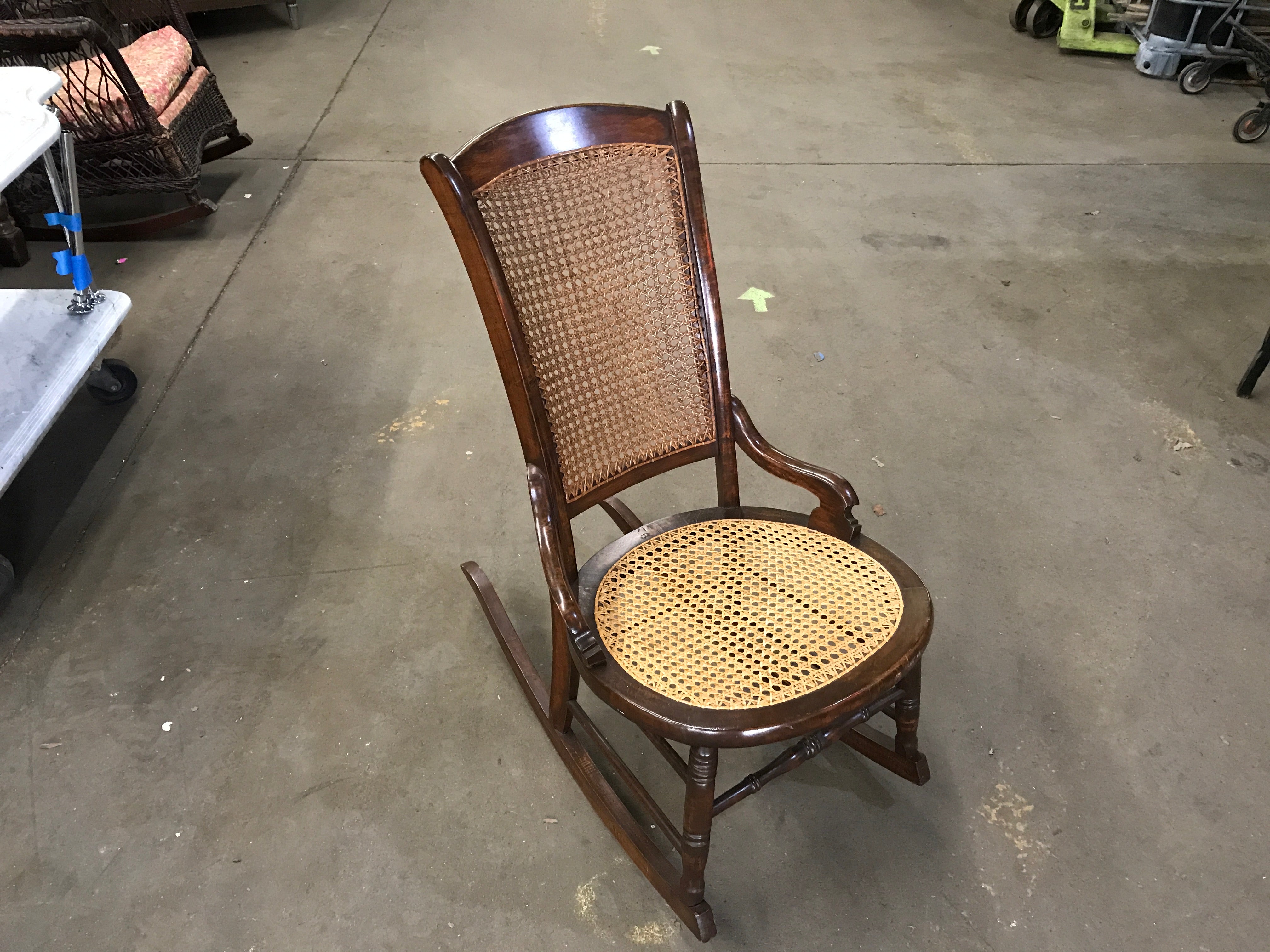 Wood cane rocking chair