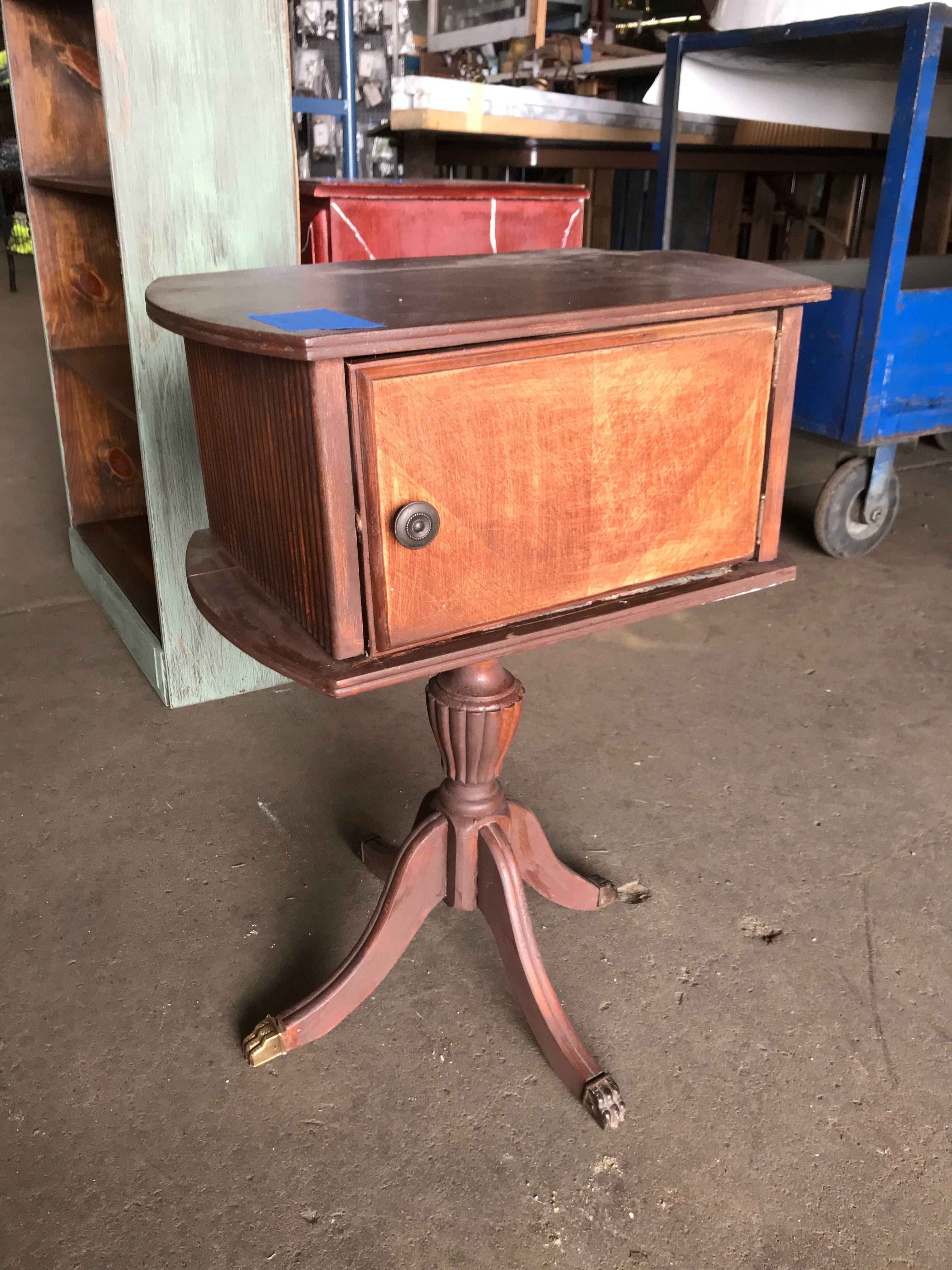 Brass claw foot storage table
