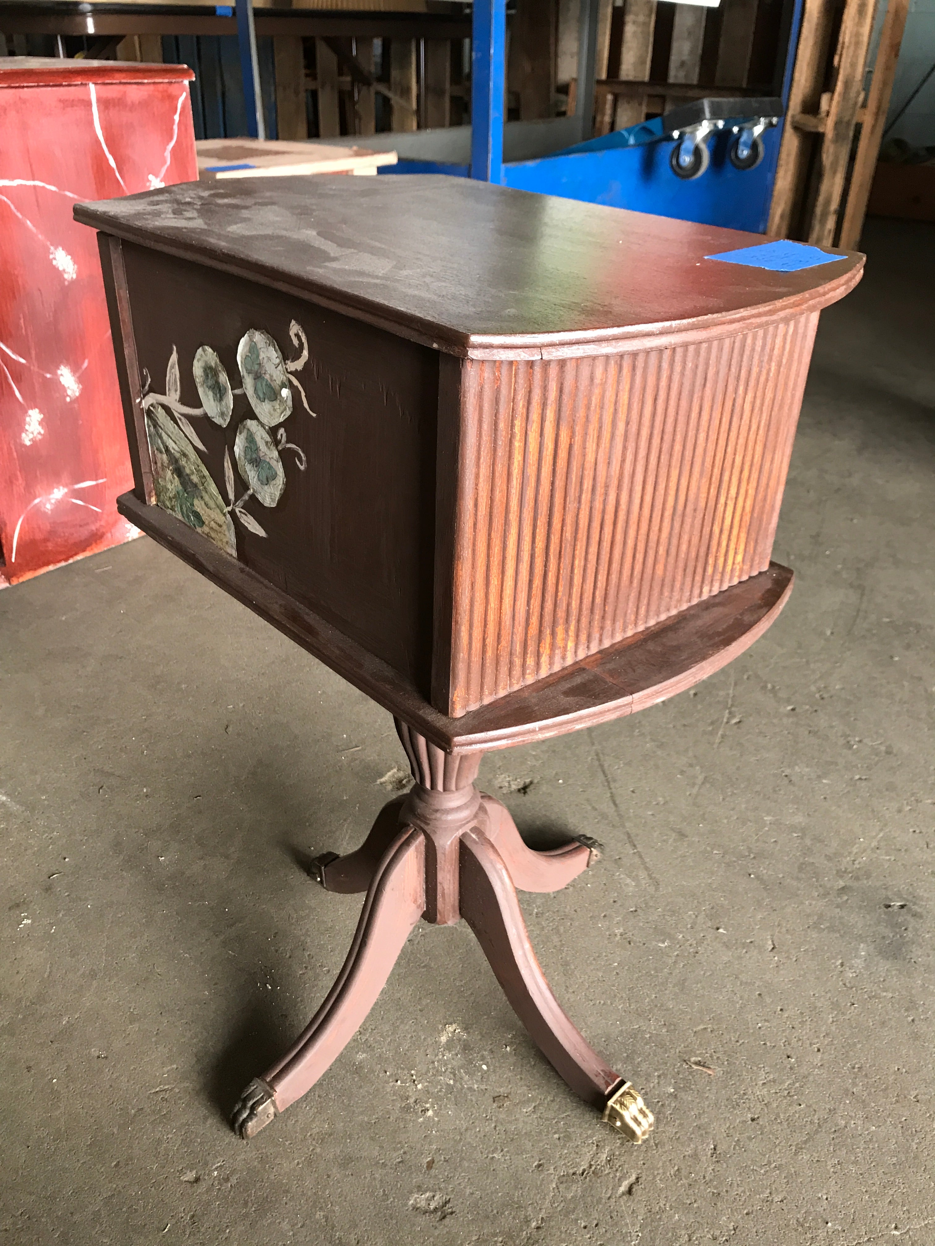 Brass claw foot storage table