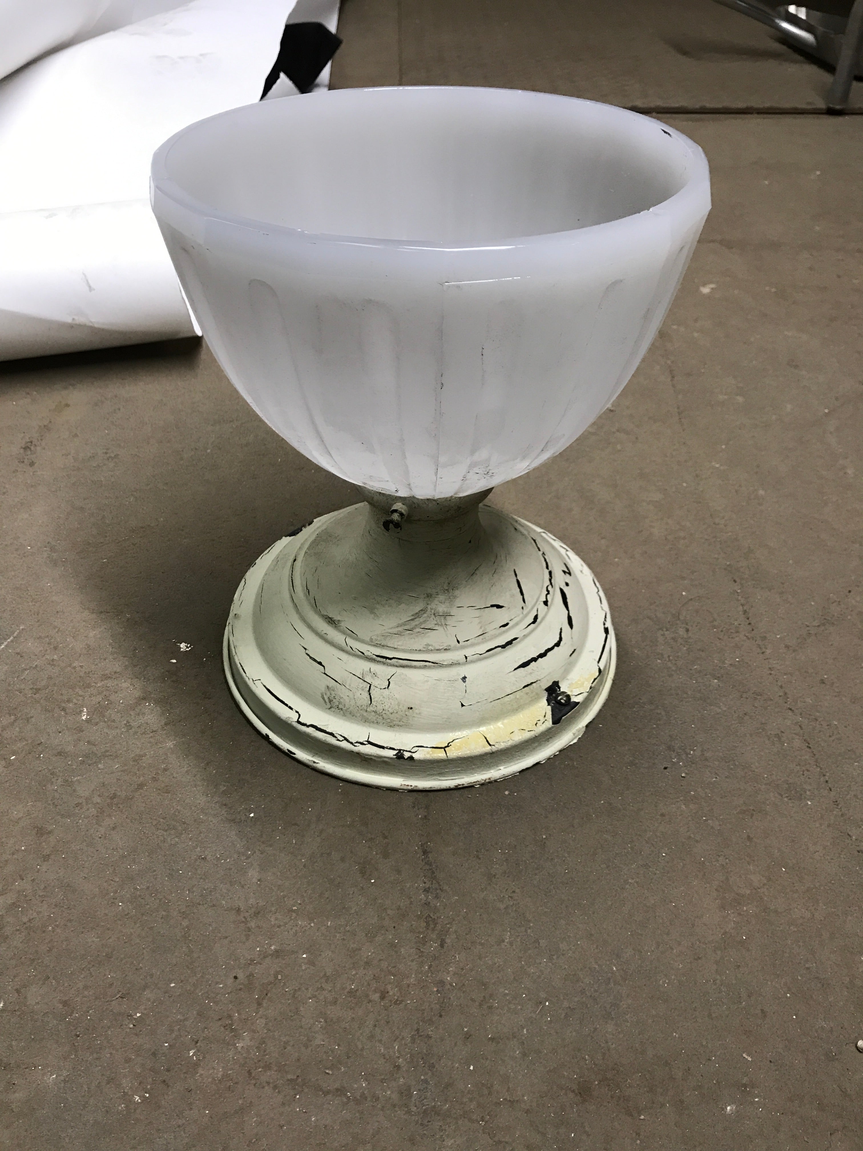 White Glass Fluted Flush Mount Light