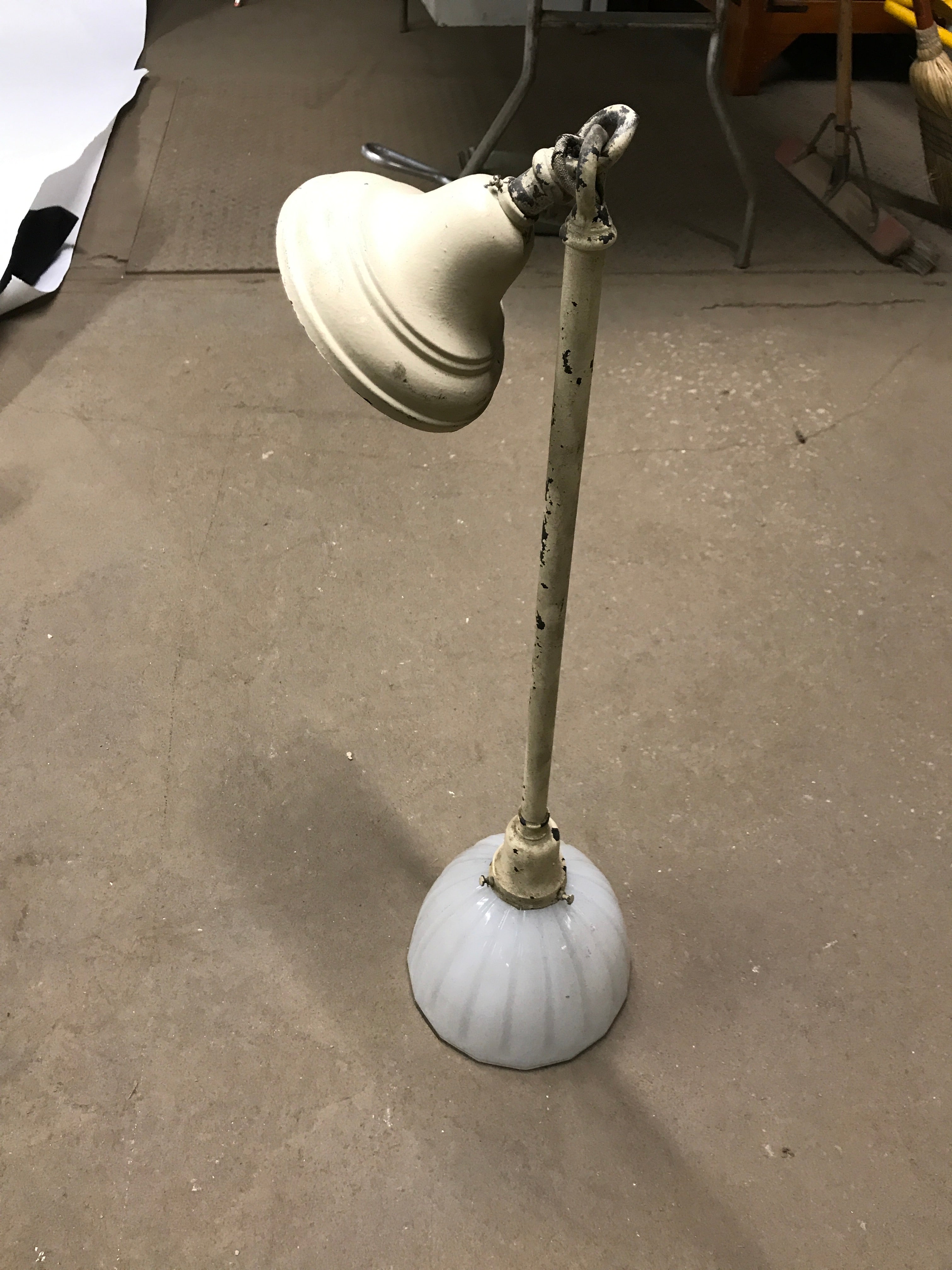 White Glass Flute Style Light Fixture