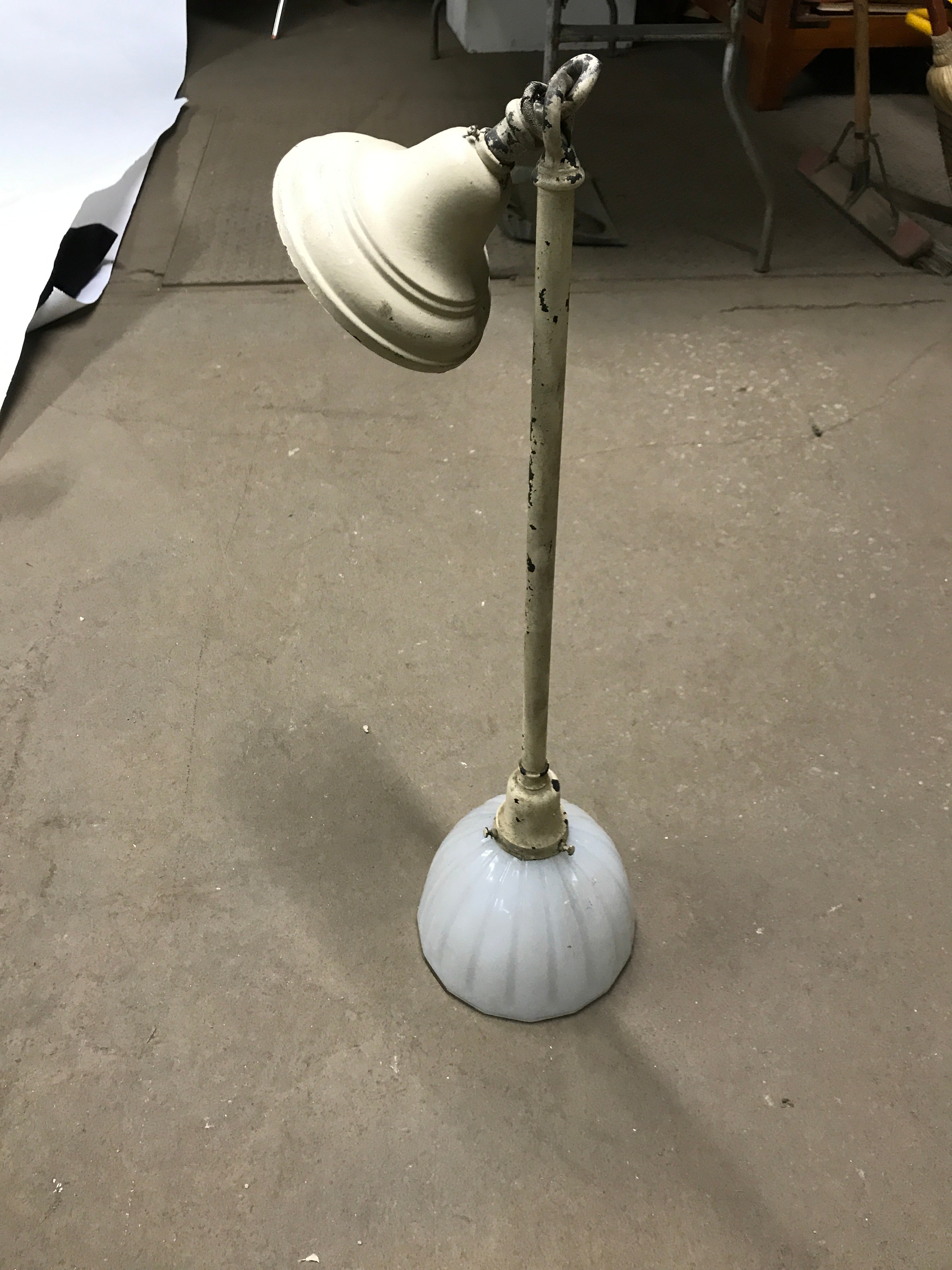 White Glass Flute Style Light Fixture