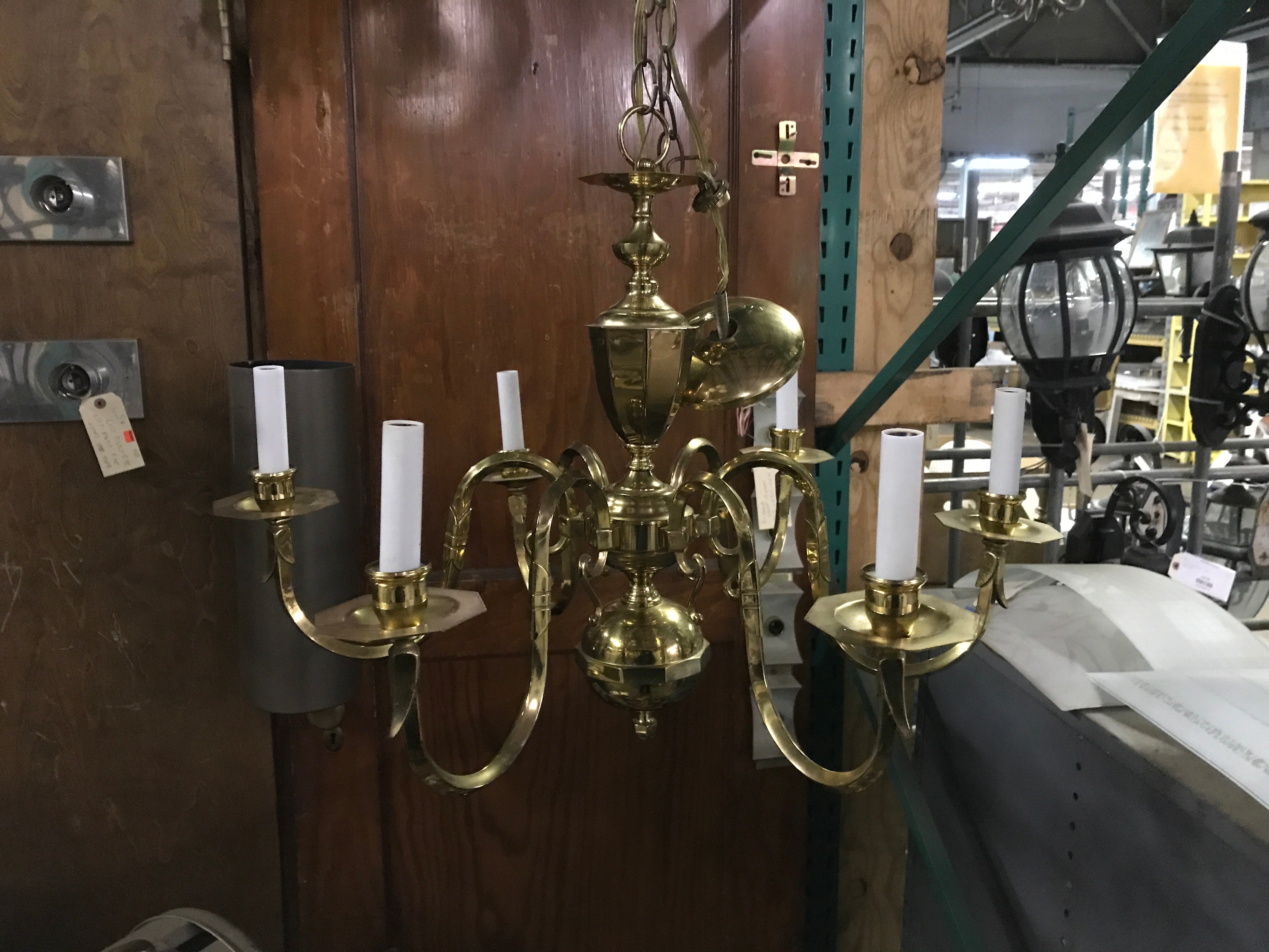 Brass globe chandelier