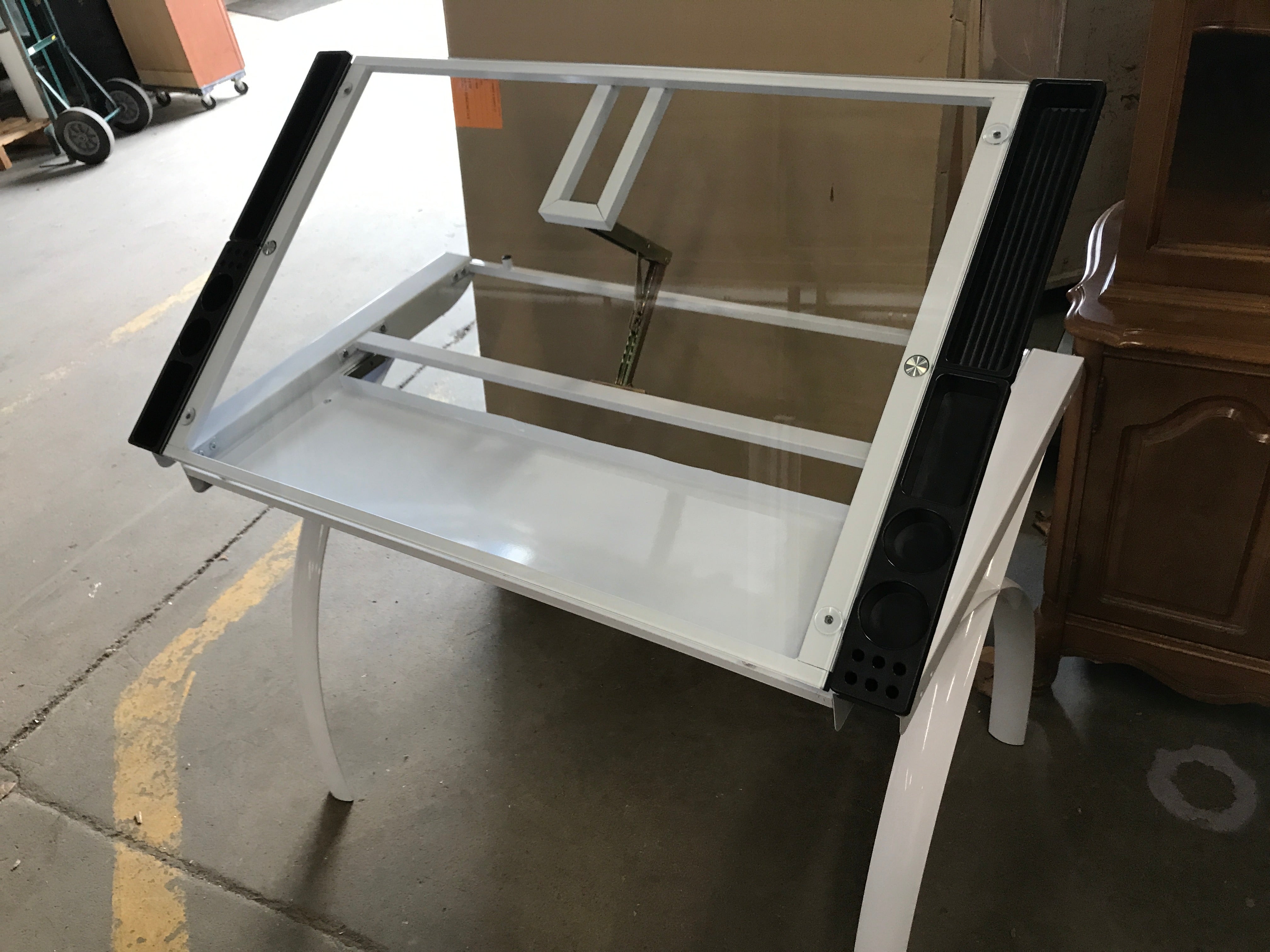 Glass top drawing drafting table