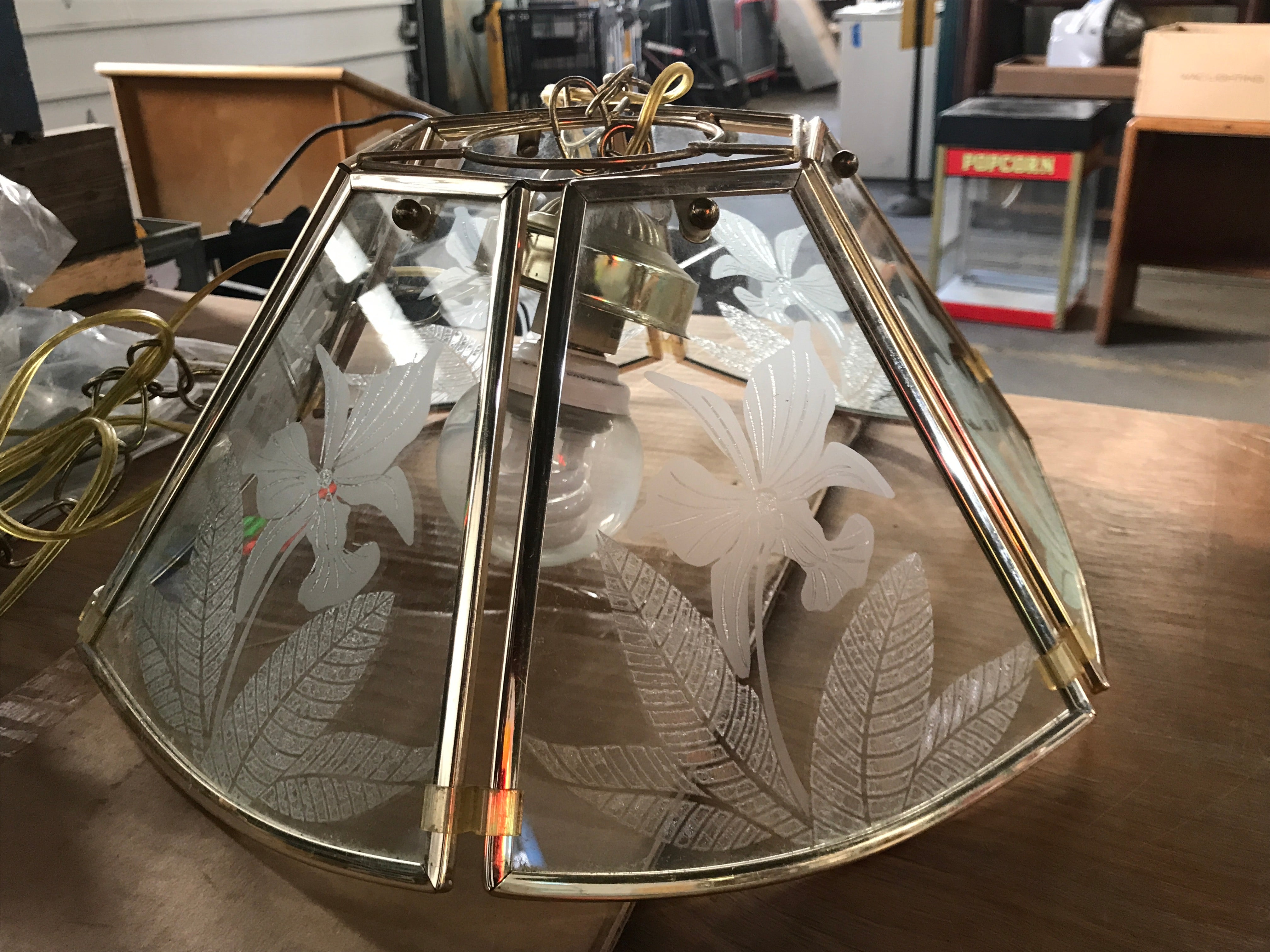 Etch glass light fixture