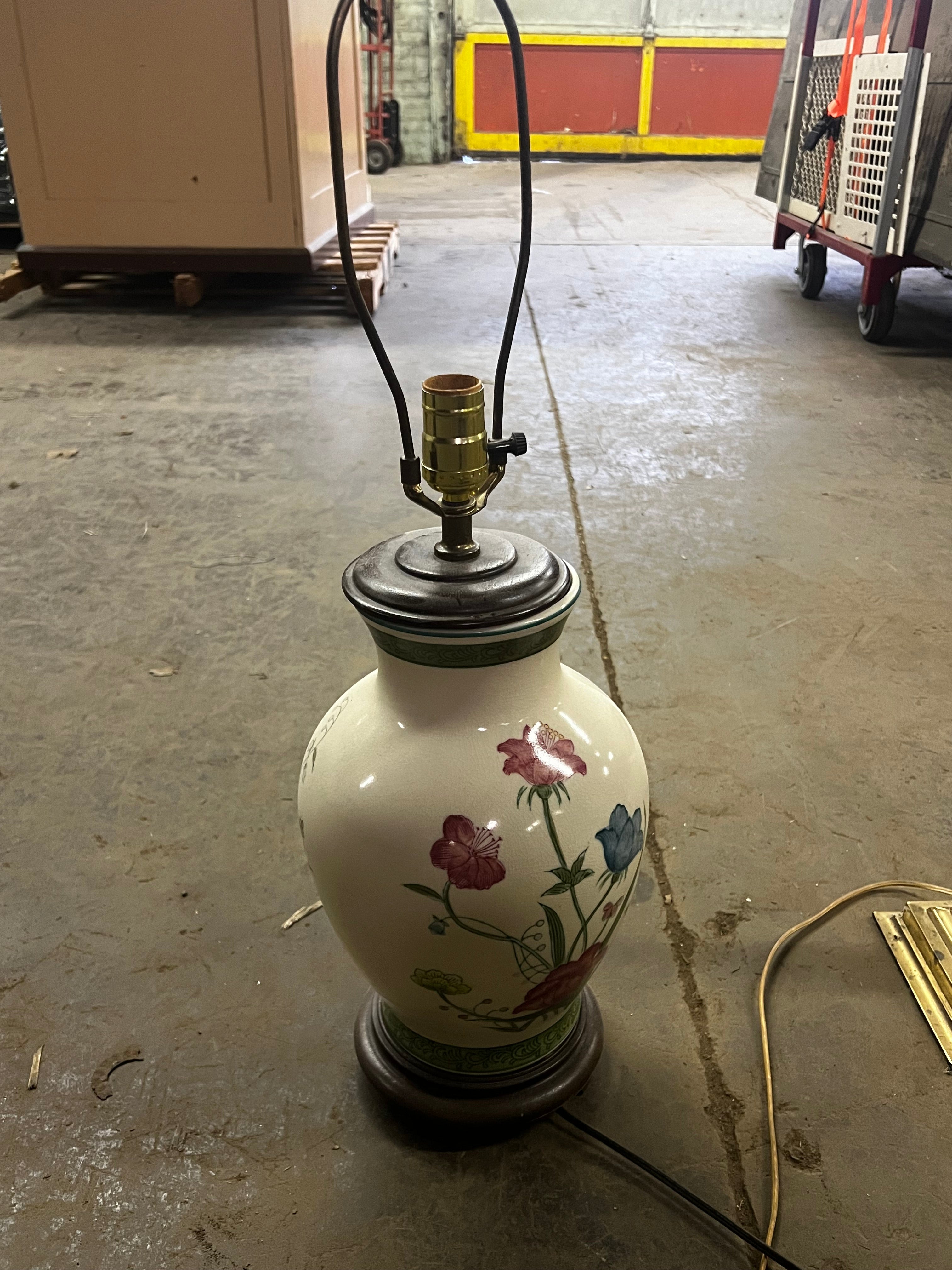 Vintage Floral Porcelain Lamp