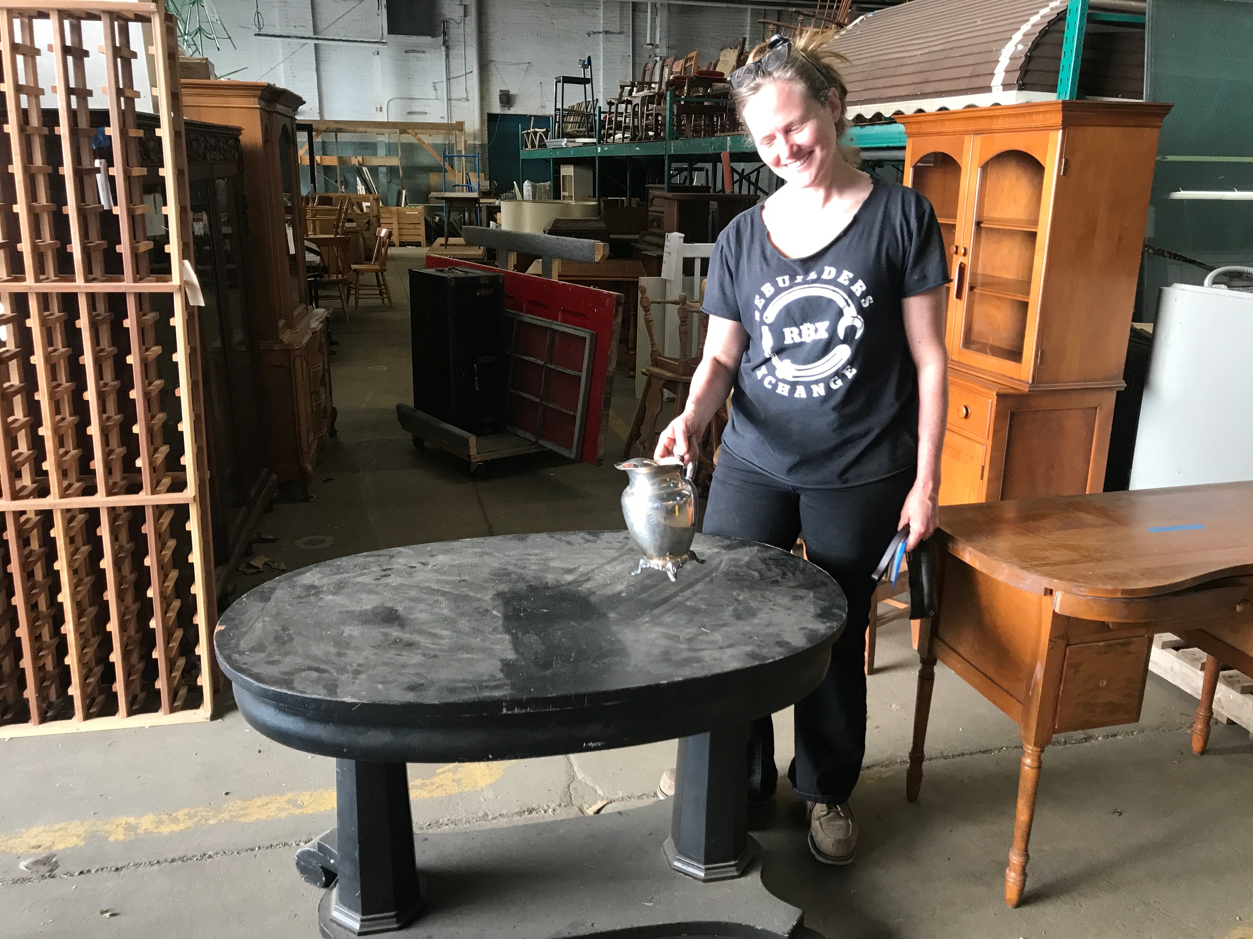 Black oval top table