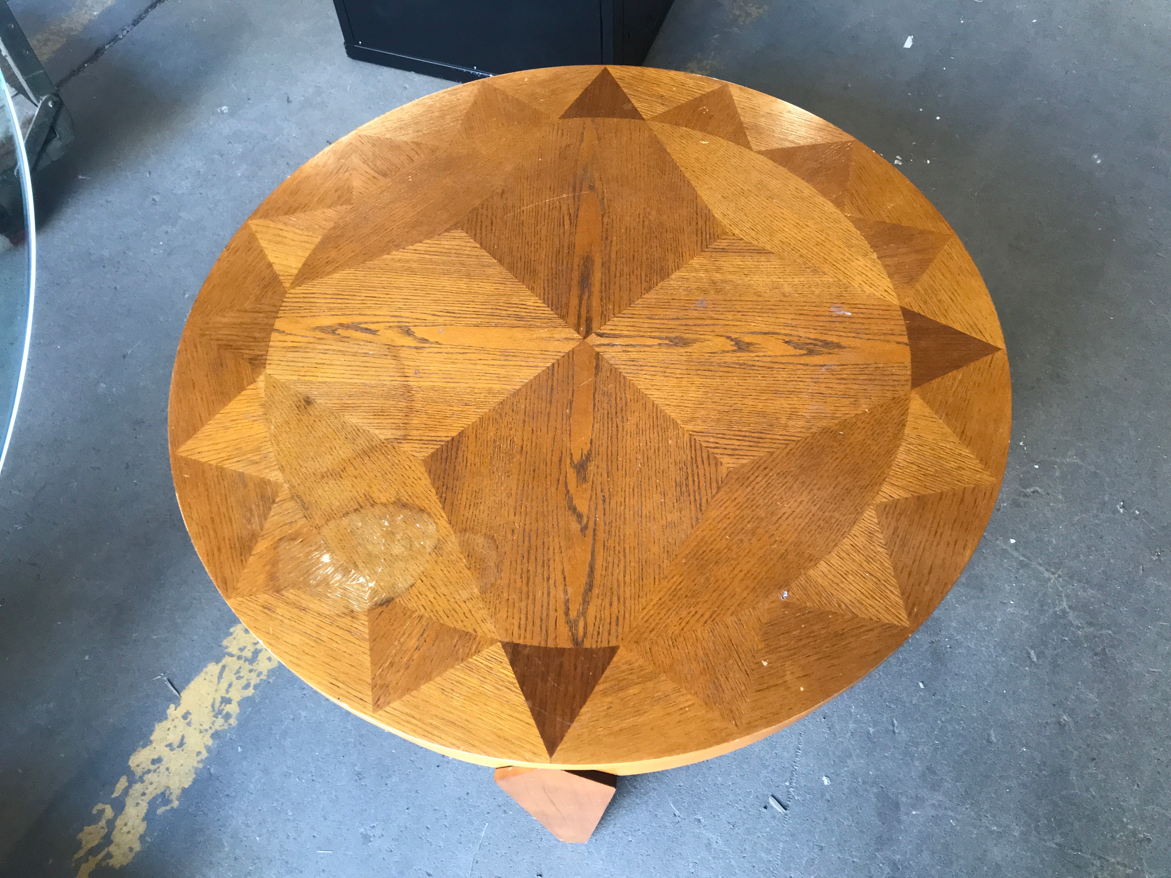 Round wood coffee table