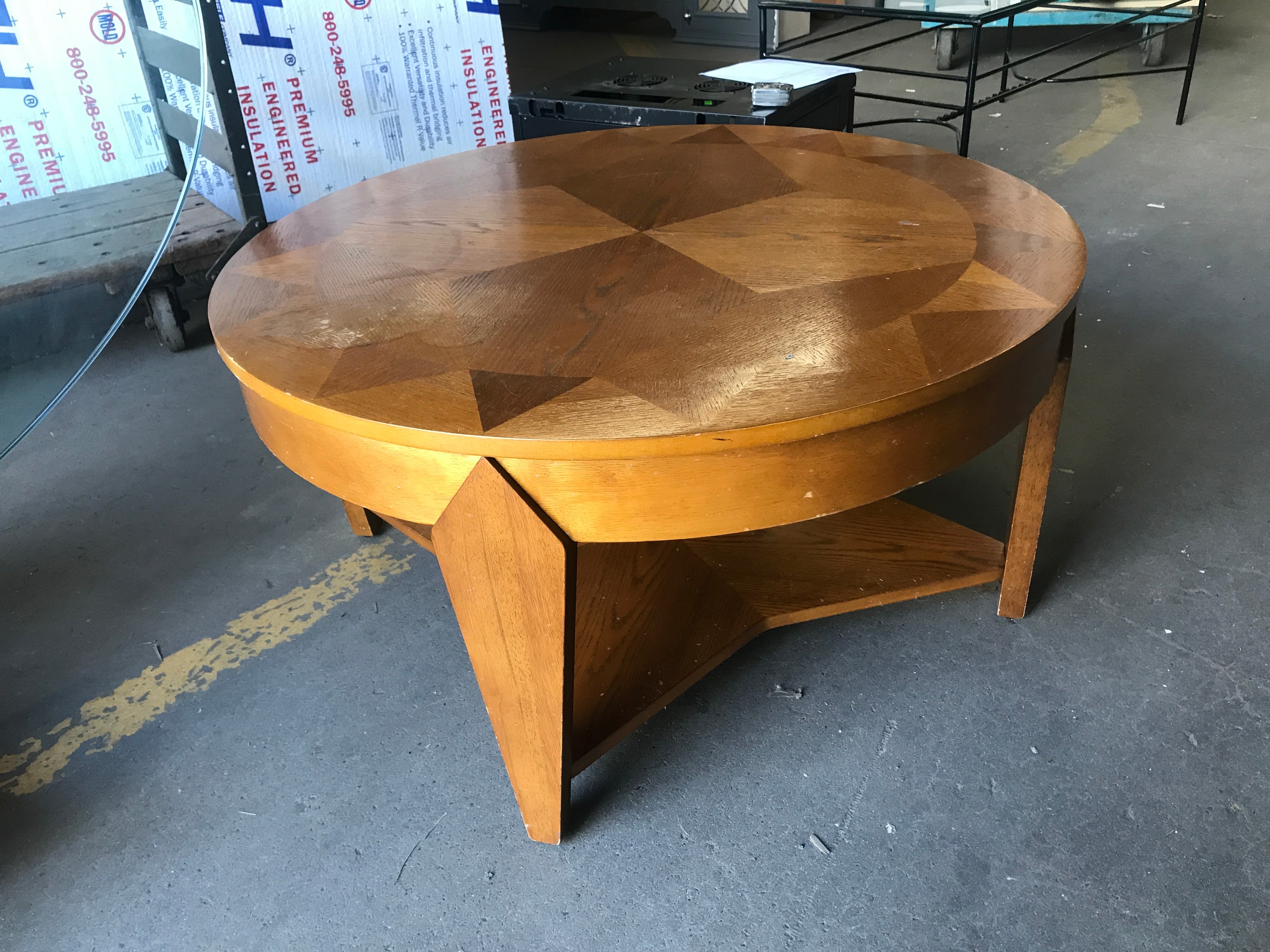 Round wood coffee table