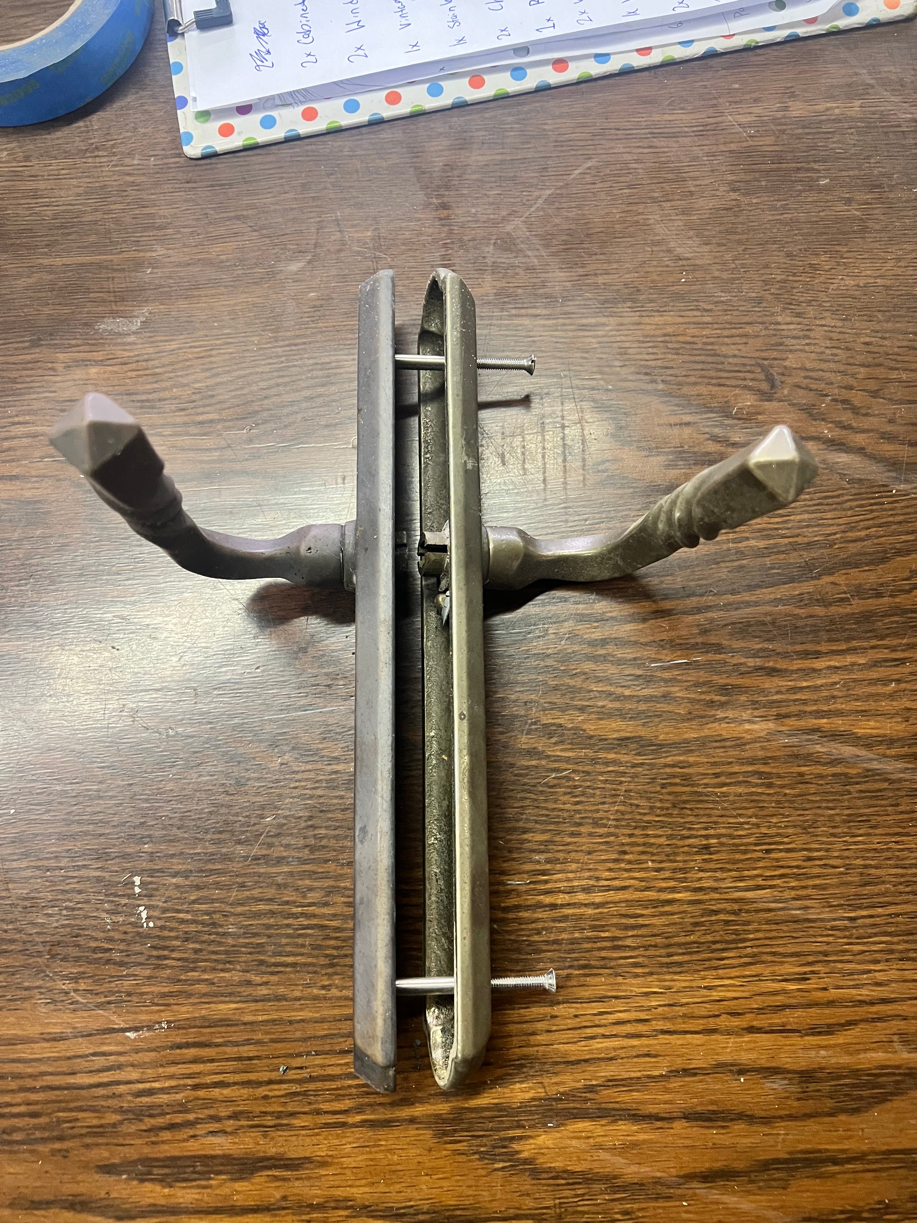 Brass French door handle