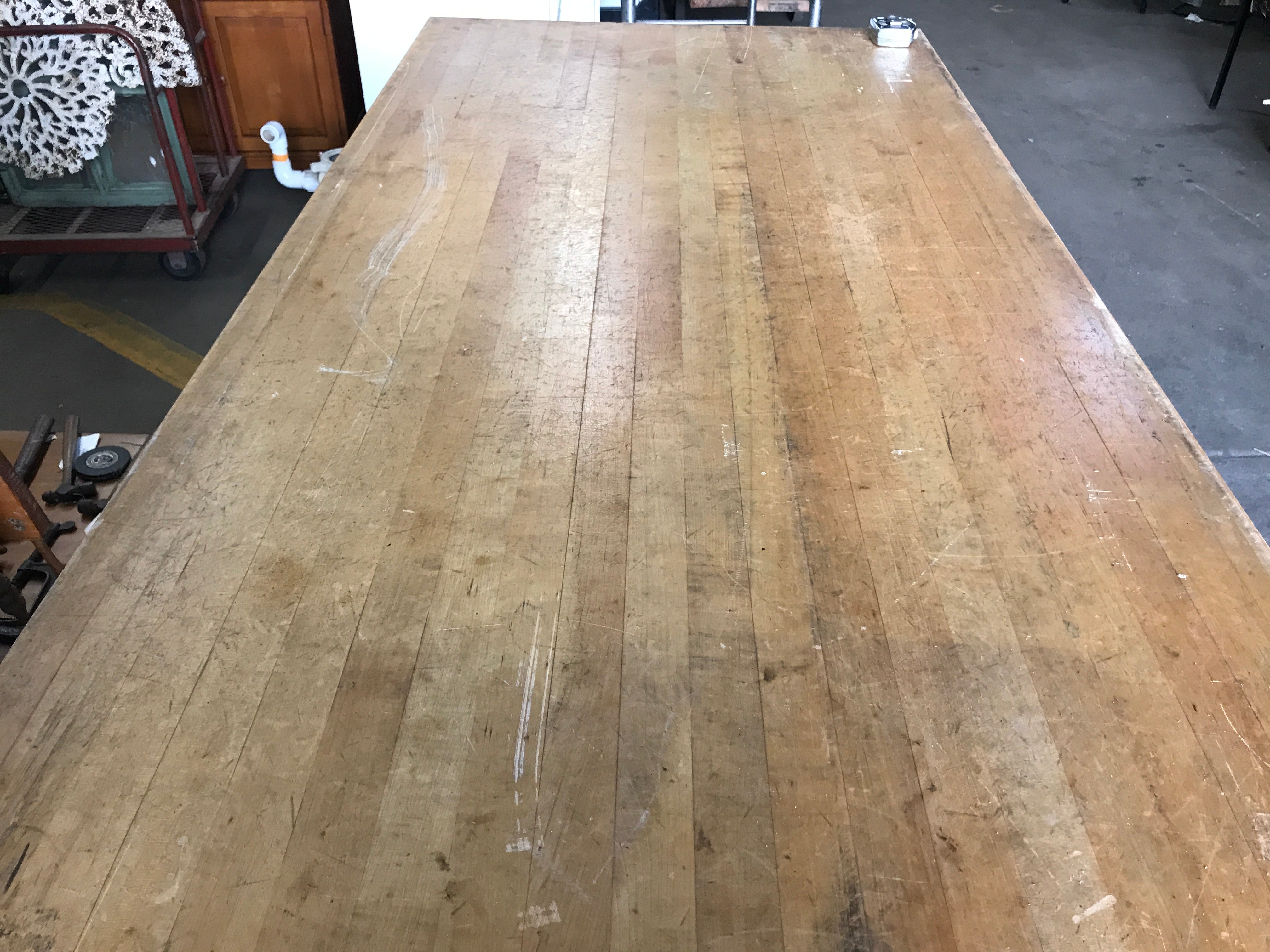 Butcher block industrial table top