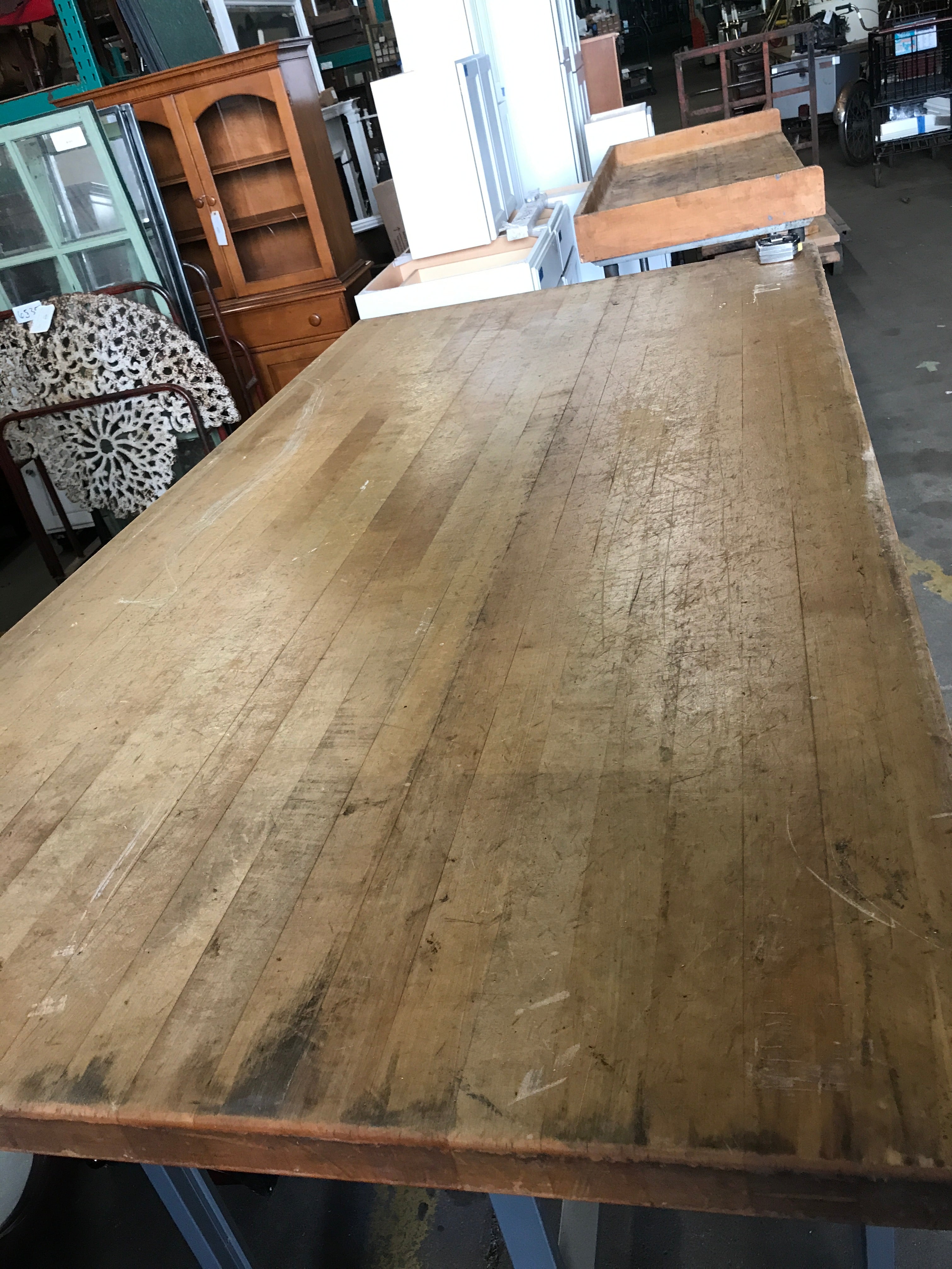 Butcher block industrial table top