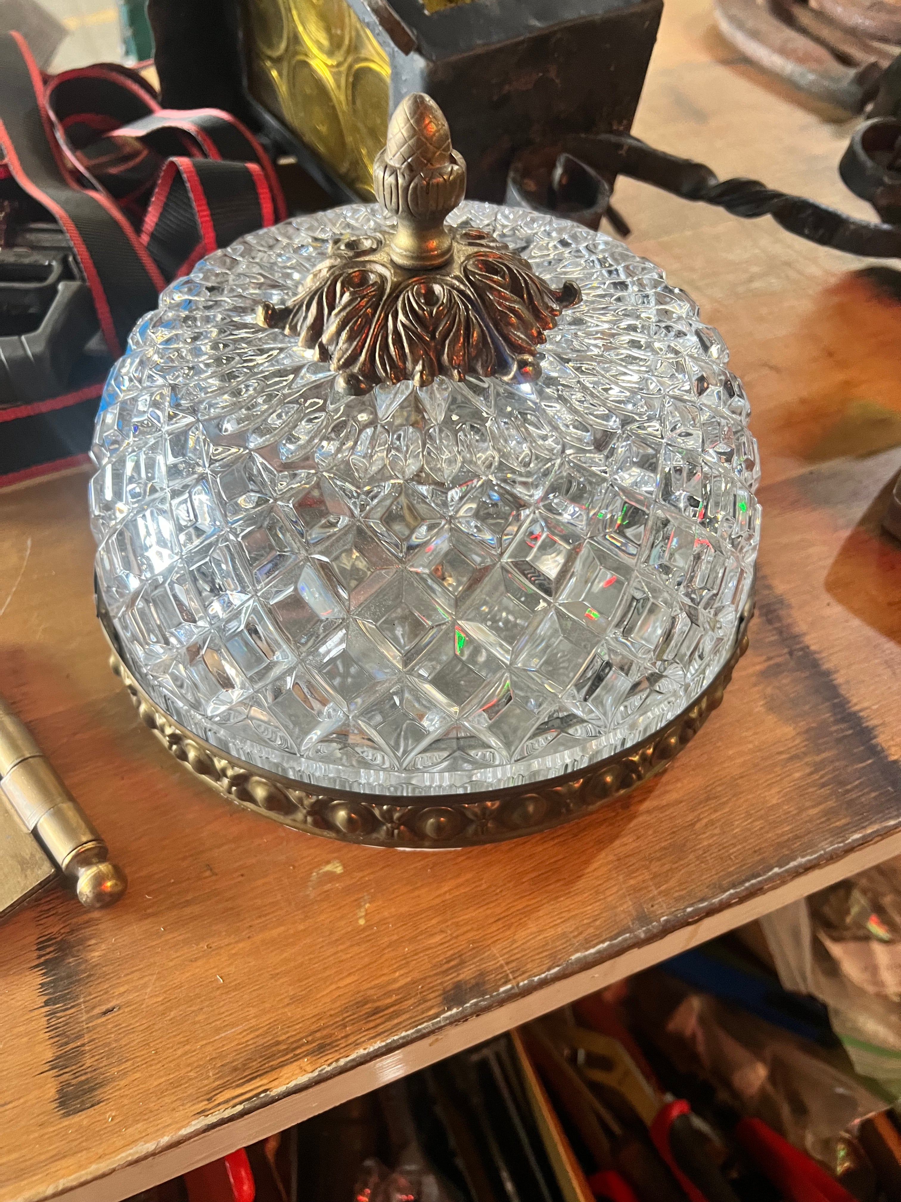 Crystal Brass Dome Light