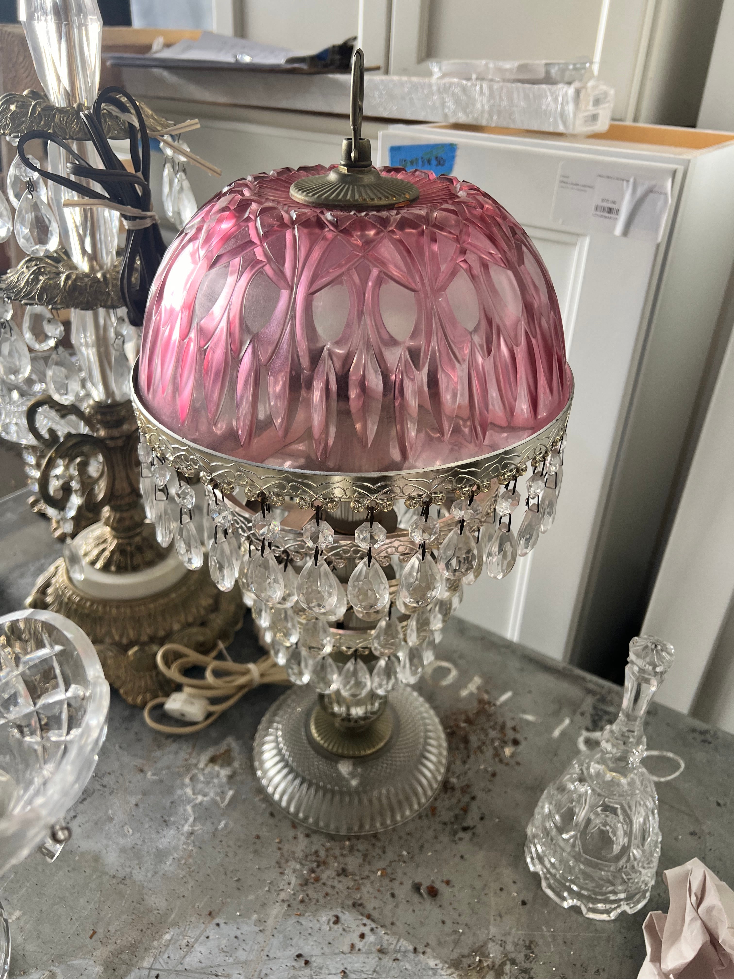 Michelotti Pink 4 Tier Crystal Lamp